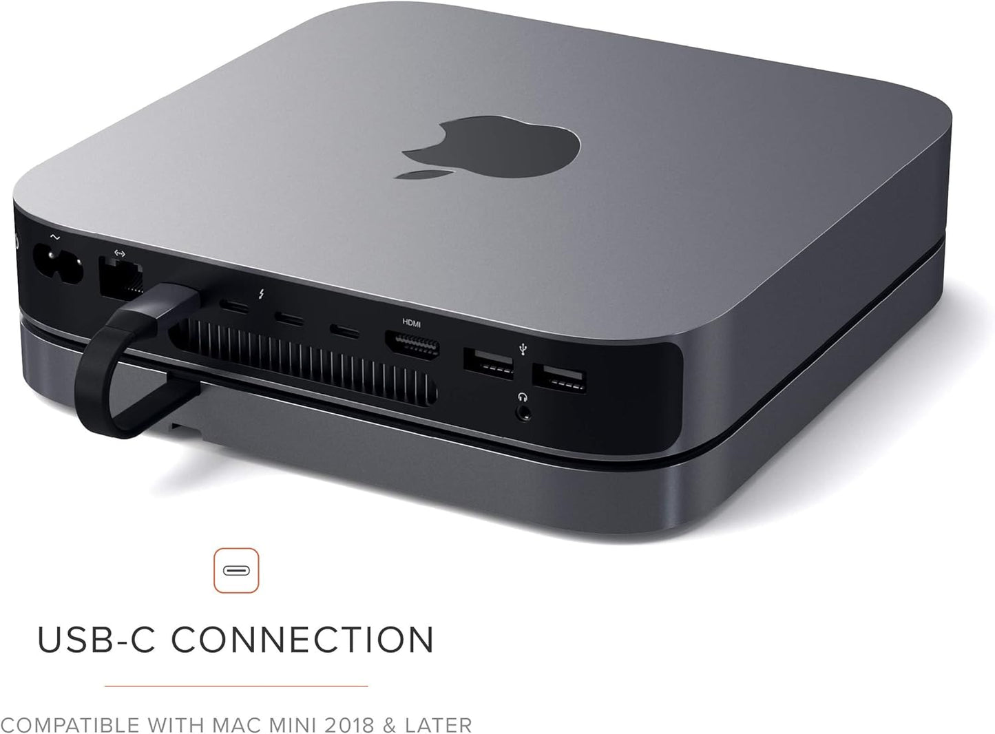 Satechi USB C Hub, Type-C Aluminum Stand & Hub, USB-C Data Port, Micro/SD Card Readers, USB 3.0 & Headphone Jack Port, for Mac mini M2/M1 (Not Compatible with M4) - Space Gray