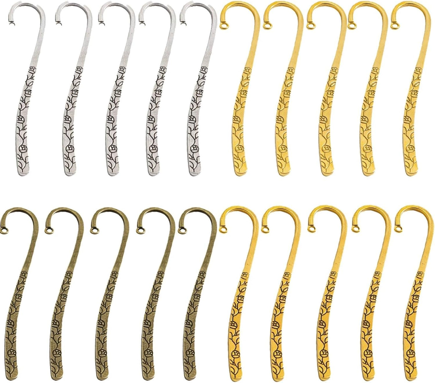 20 Pieces Multi-Color Zinc Alloy Metal Bookmarks, Premium Metal Bookmark Set for Book Lovers & Readers (114x20x2mm, Assorted Colors)