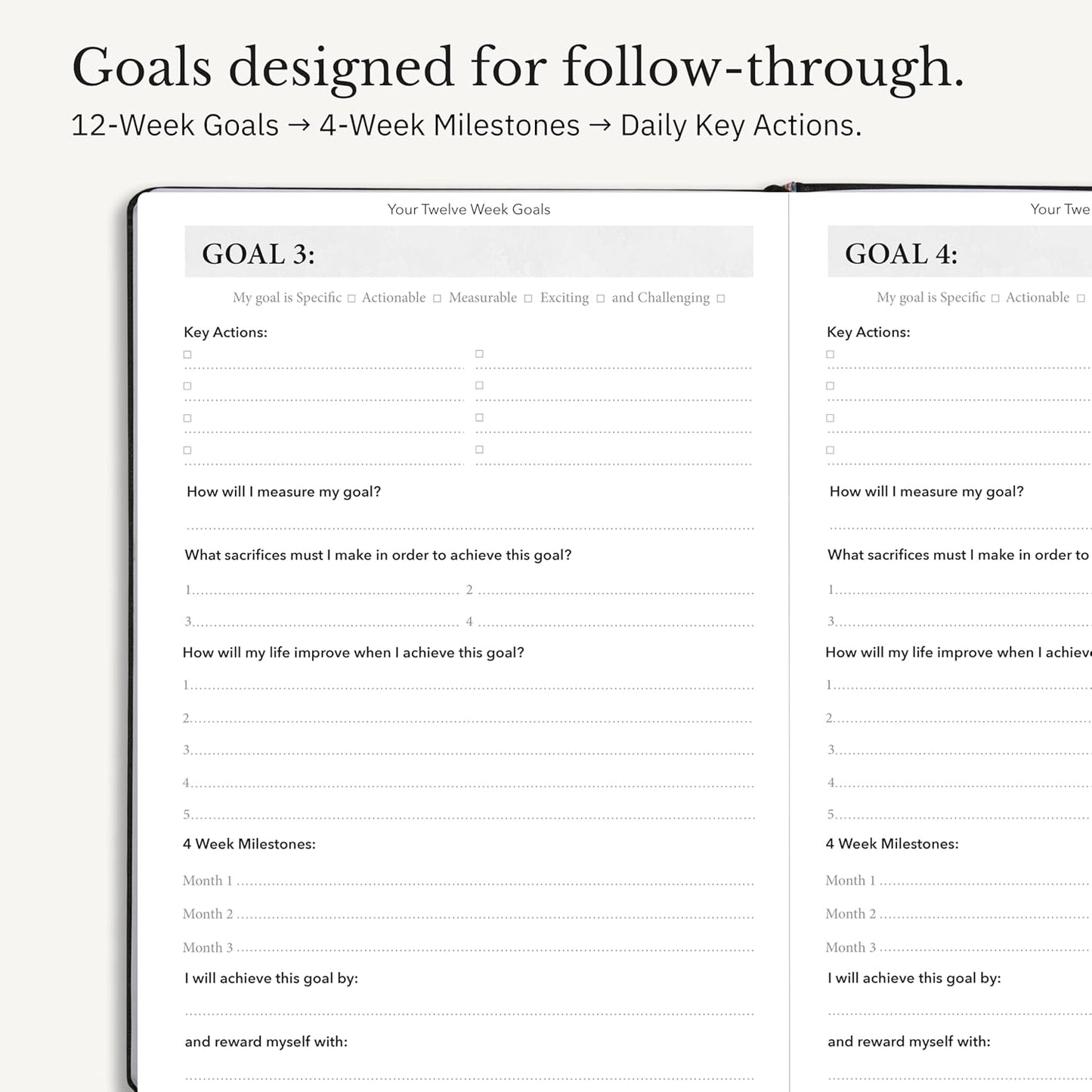 The Phoenix Journal – Quarterly Goal Planner & Daily Journal for Focus, Productivity & Clarity – 12 Week Undated Roadmap with Vision & Goal Setting – Daily, Weekly & Monthly Planning – Hardcover - Black
