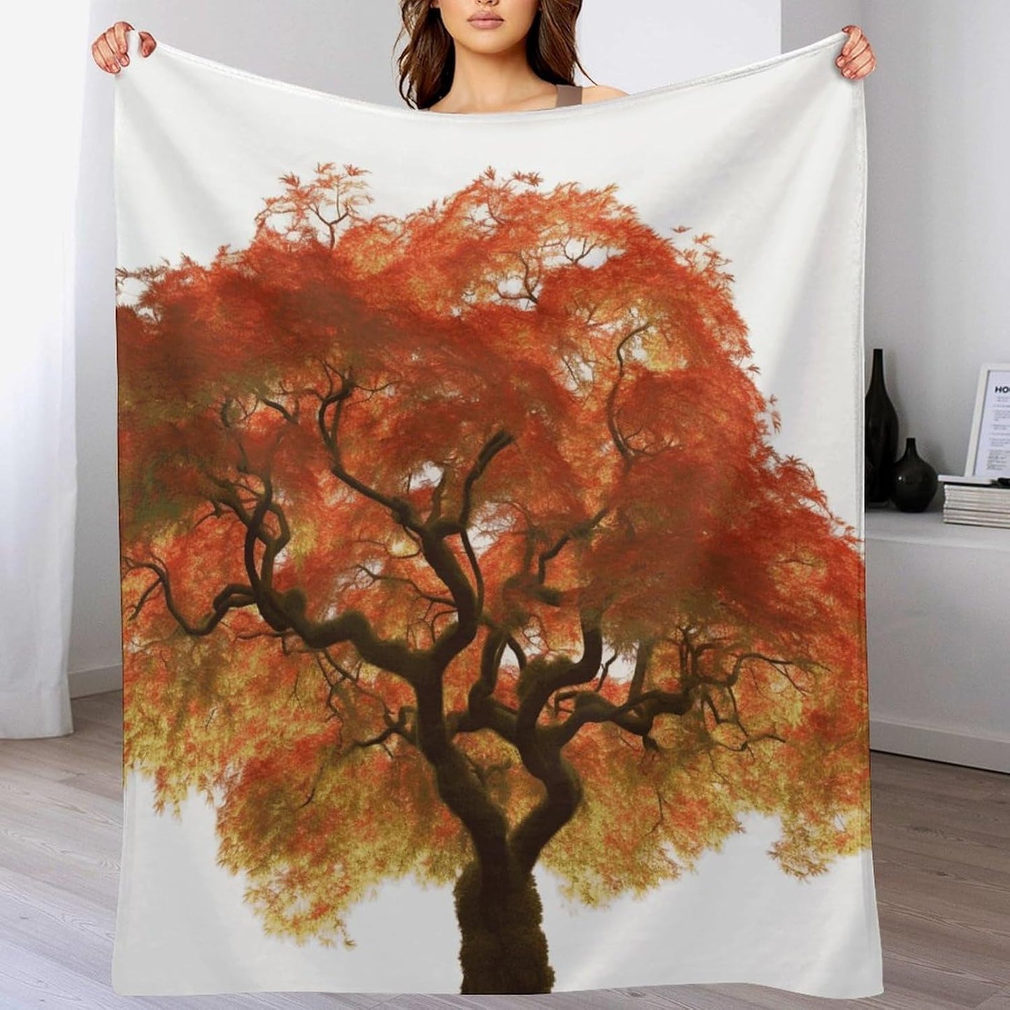 Maple Tree Throw Blanket for Couch Super Soft Warm Lightweight Throw Blankets Cozy Flannel Bed Blanket Cute Decorative Blankets for All Seasons Home Decor Gift 40"*50" （100 * 130cm）