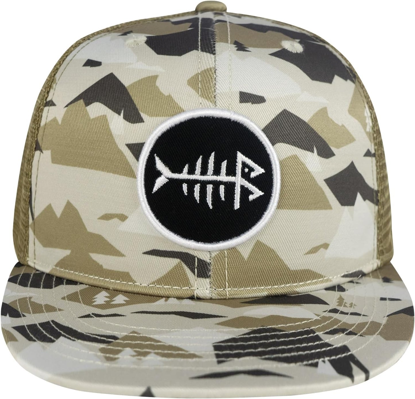 BASSDASH Flat Brim Trucker Cap Adjustable Snapback Hat Mesh Back for Men Women