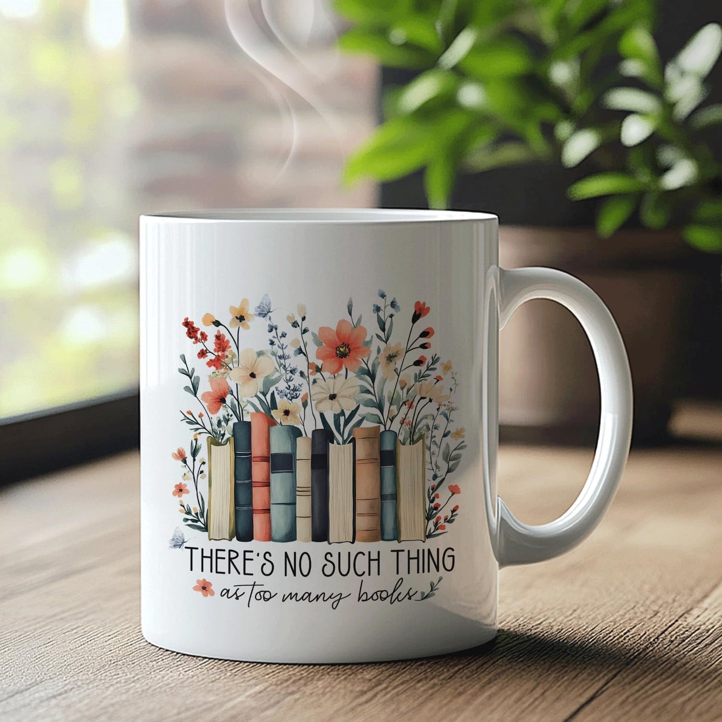 Book Lover Mug, Book Lover Gifts for Women Coffee Cup Ceramic, Bookish Bookworm Readers Librarians Gifts, There Is No Such Thing As Too Many Books Cup Ceramic Coffee Tea Mug 11 oz