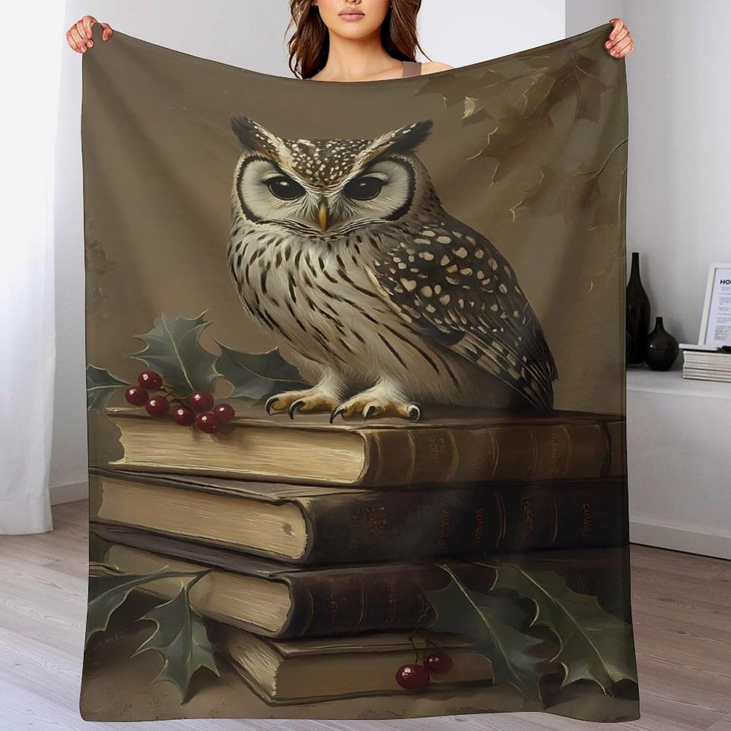 Owl Gothic Throw Blanket for Couch Bed Plush Cozy Fuzzy Flannel Blanket for All Season 40"x60"