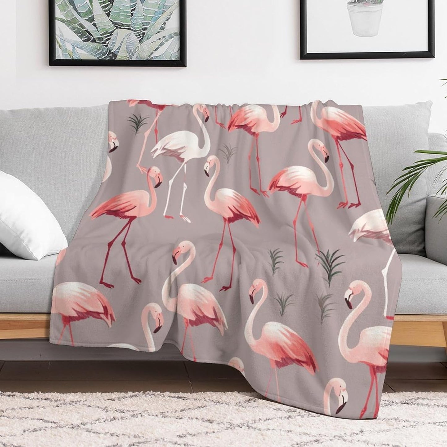 Pink Flamingo Pattern Blanket Super Soft Lightweight Throw Blanket Cute Cozy Warm Bed Blanket Decorative Fuzzy Blanket All-Season Home Decor Gift for Sofa Couch Living Room 30"*40"（76 * 100cm）
