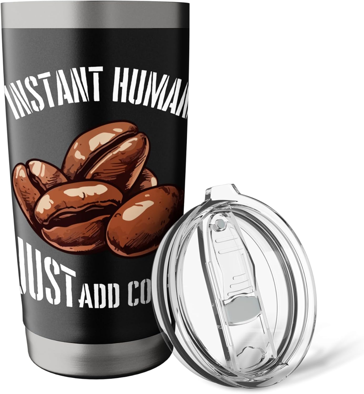 Instant Human Just Add Coffee Beans Graphic Stainless Steel Insulated Tumbler
