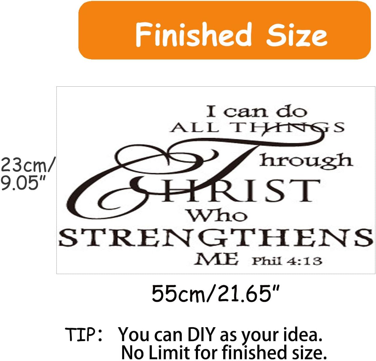 Inspirational Wall Decor Quotes Stickers–I Can Do All Things Through Christ Who Strengthens Me– Decor for Living Room Bedroom Classroom Playroom Nursery Room Wall Decals Decorations