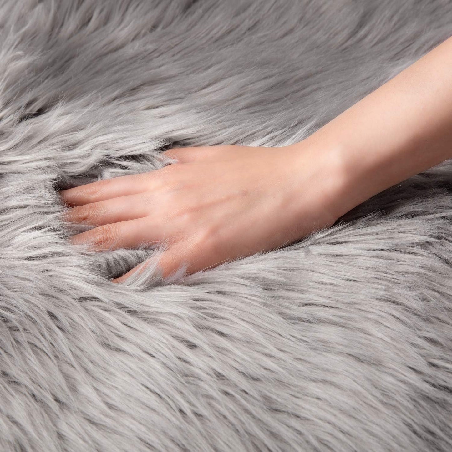 Ashler faux fur rug, Fluffy Shaggy Area Rug Ultra Soft 2 x 6 Feet Sheepskin Fur Rug, Grey Fuzzy Rug Machine Washable Shag Rug, Nursery Decor Throw Rugs for Bedroom, kids room, Living Room