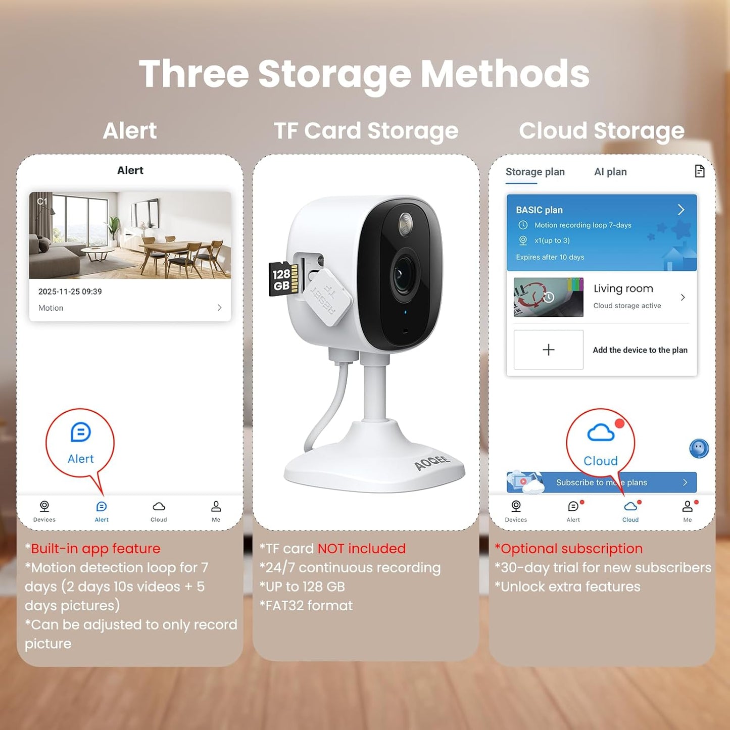 2K Cameras for Home Security-Outdoor/Indoor Camera for Dog/Cat/Pet/Nanny/Baby/Elderly, Color Night Vision, White Light, Siren, 24/7 SD Recordings, Works with Alexa, Plug in (C1-White-2pack-2.4G)