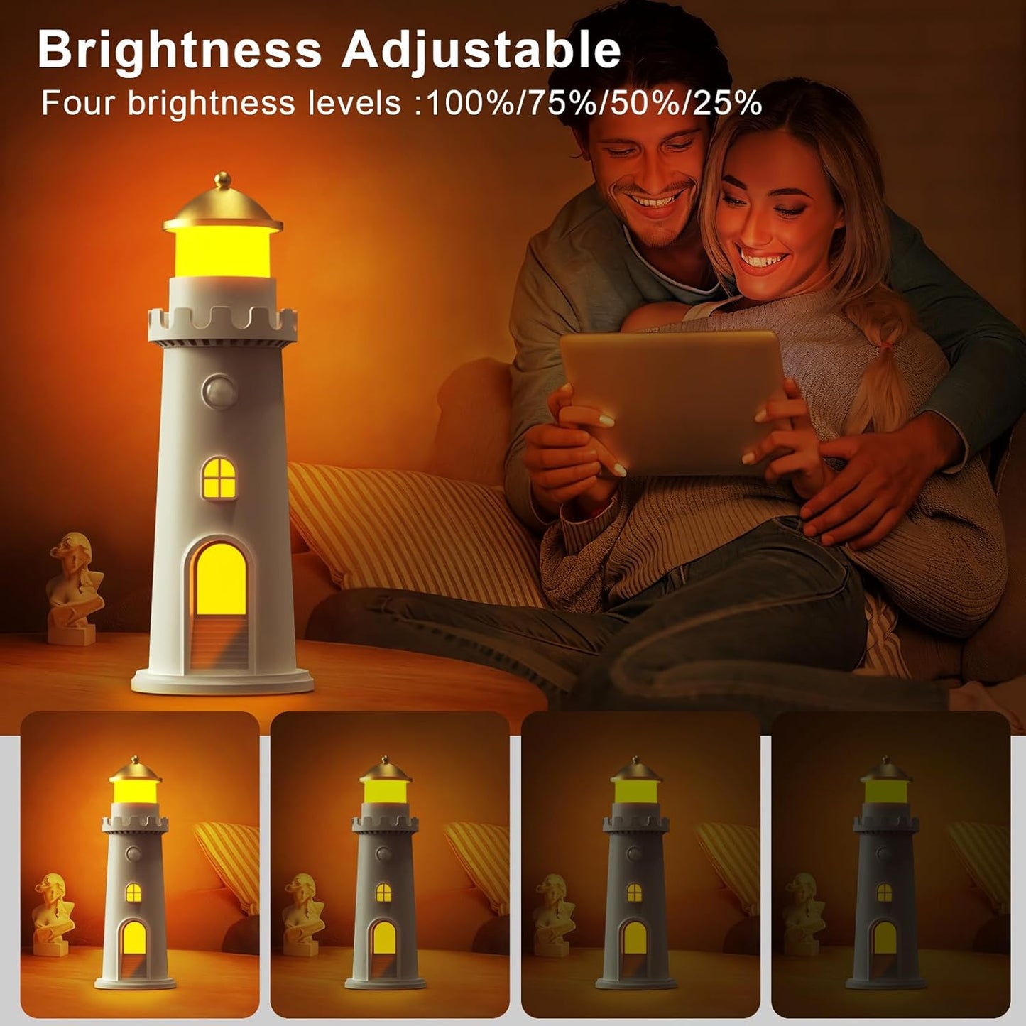 easuntec Moon Projection Night Light Motion Sensor, Rechargeable Dimmable Timer, Moon Lamp Auto On/Off for Bedroom, Nursery, Kids, Adults, Moon Lighthouse Gifts for Girls Boys (Warm White)