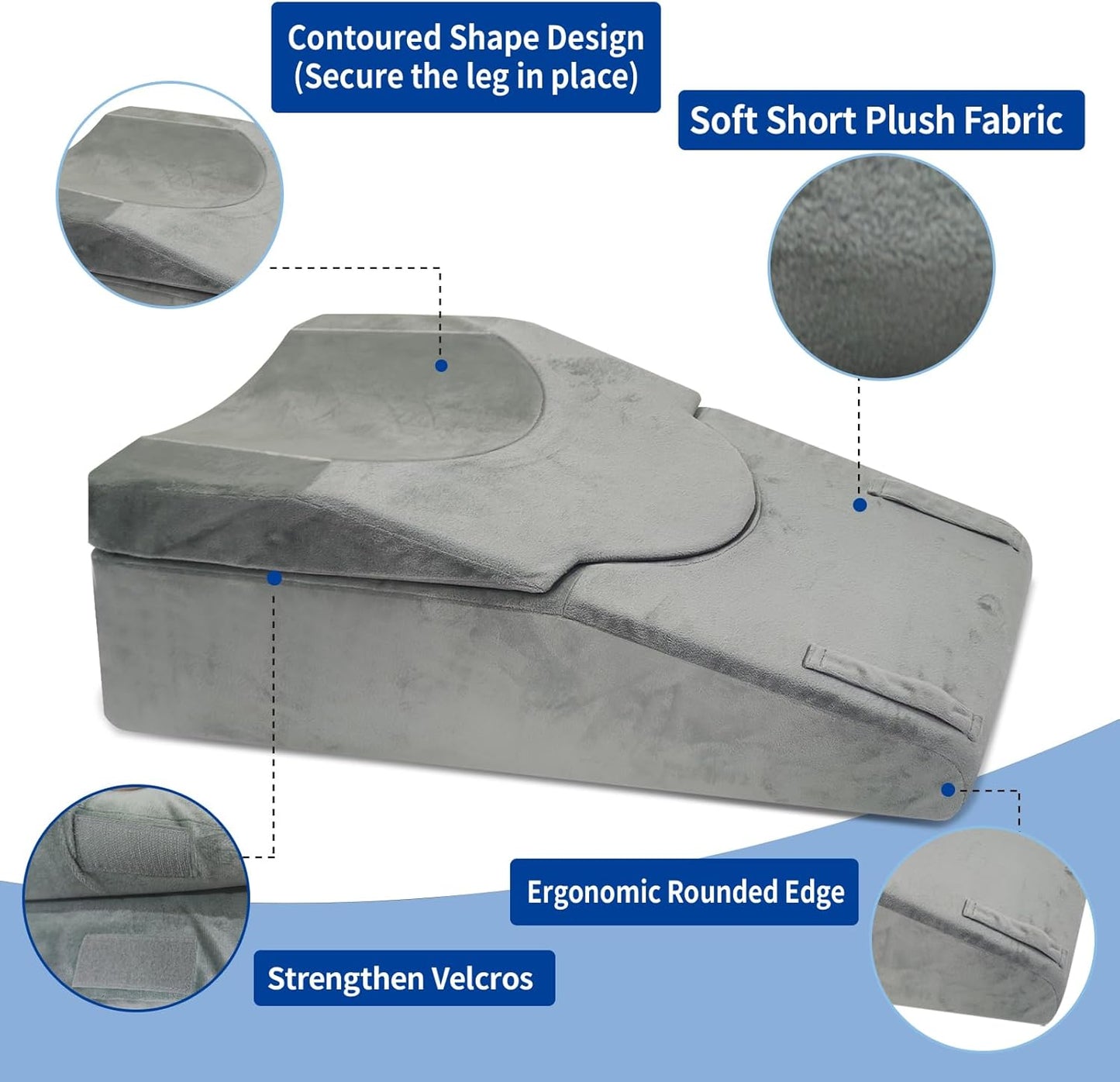 Knee Extender Elevation Pillow for After Surgery Recovery, Memory Foam Leg Pillow for Knee Replacement Surgery, Height Adjustable Cushion for Lower Back Hip Ankle Sciatica Pain Relief