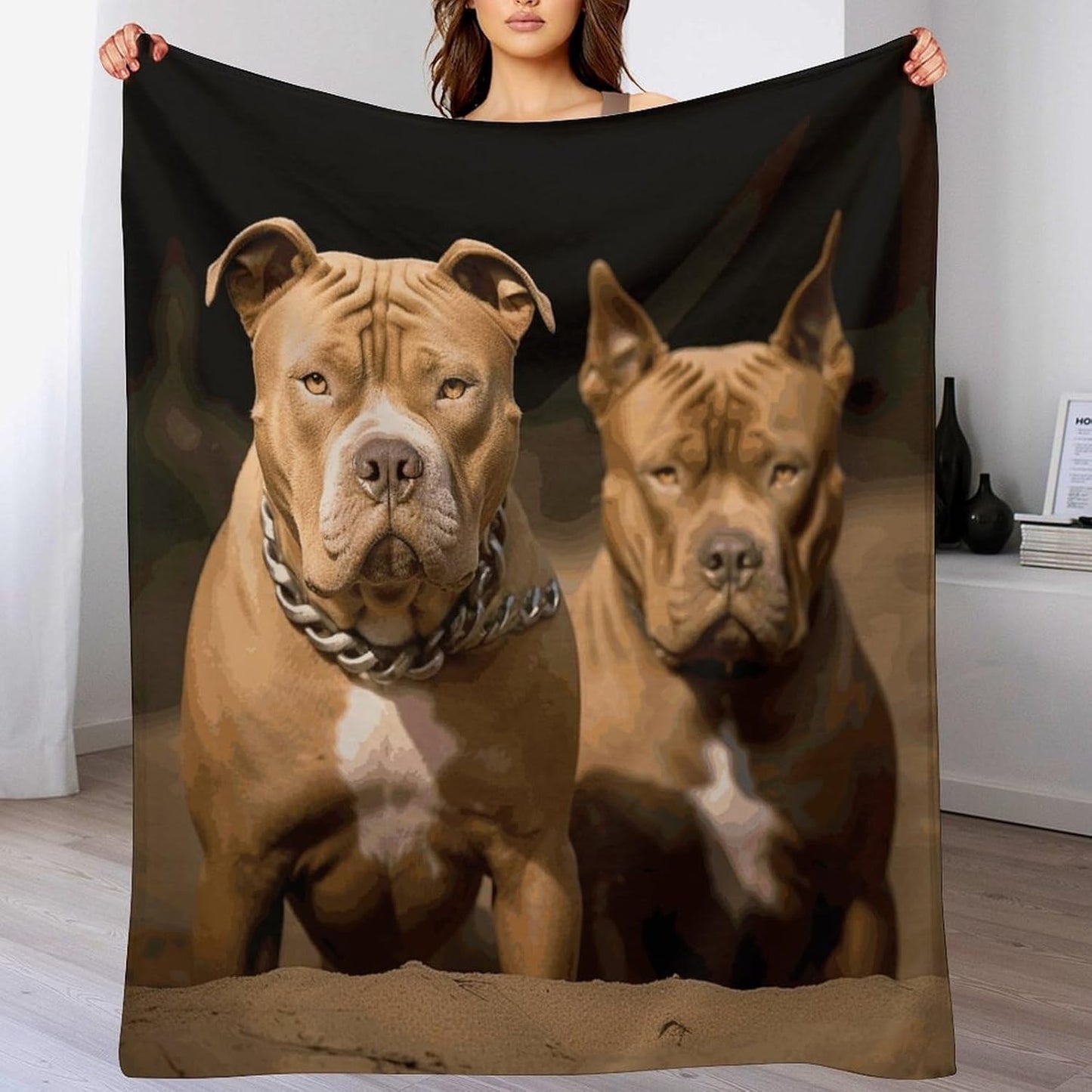 Pitbull Dogs Blanket Super Soft Lightweight Throw Blanket Cute Cozy Warm Bed Blanket Decorative Fuzzy Blanket All-Season Home Decor Gift for Sofa Couch Living Room 50"*60"（130 * 150cm）