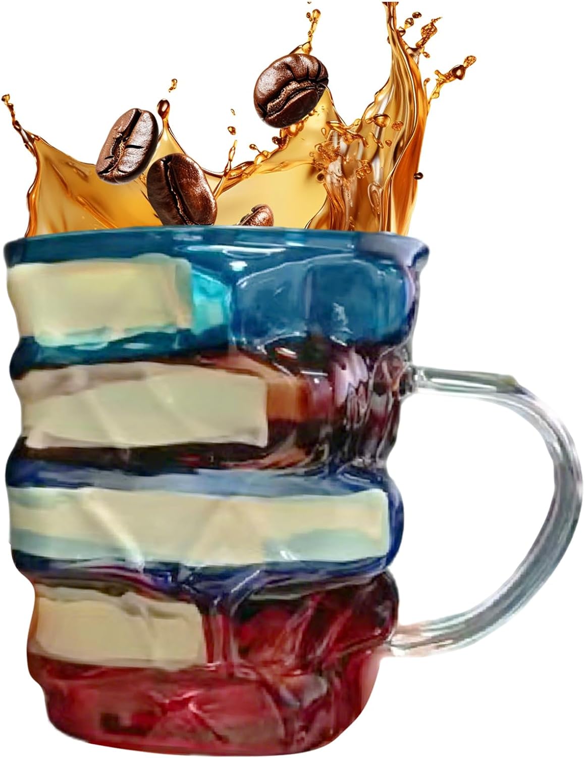 Book Coffee Mug, Painted Glass Bookish Coffee Cup, Colorful Cute Beverage Holder for Readers Women Teachers Literature Lovers Bookworm Friends Family Men Enthusiasts