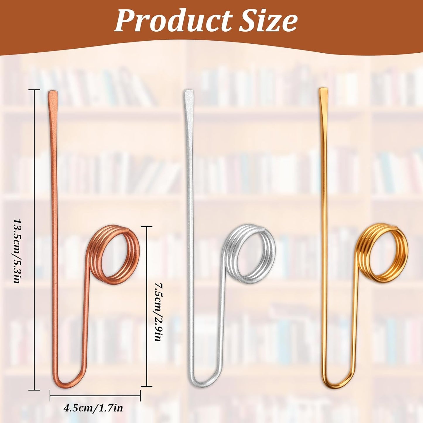 3Pcs Book Holder Ring, Metal Thumb Book Page Holder, Lightweight Ring Book Opener for Reading, Ergonomic Book Page Holders, Gifts for Book Lovers (Copper/Gold/Silver)