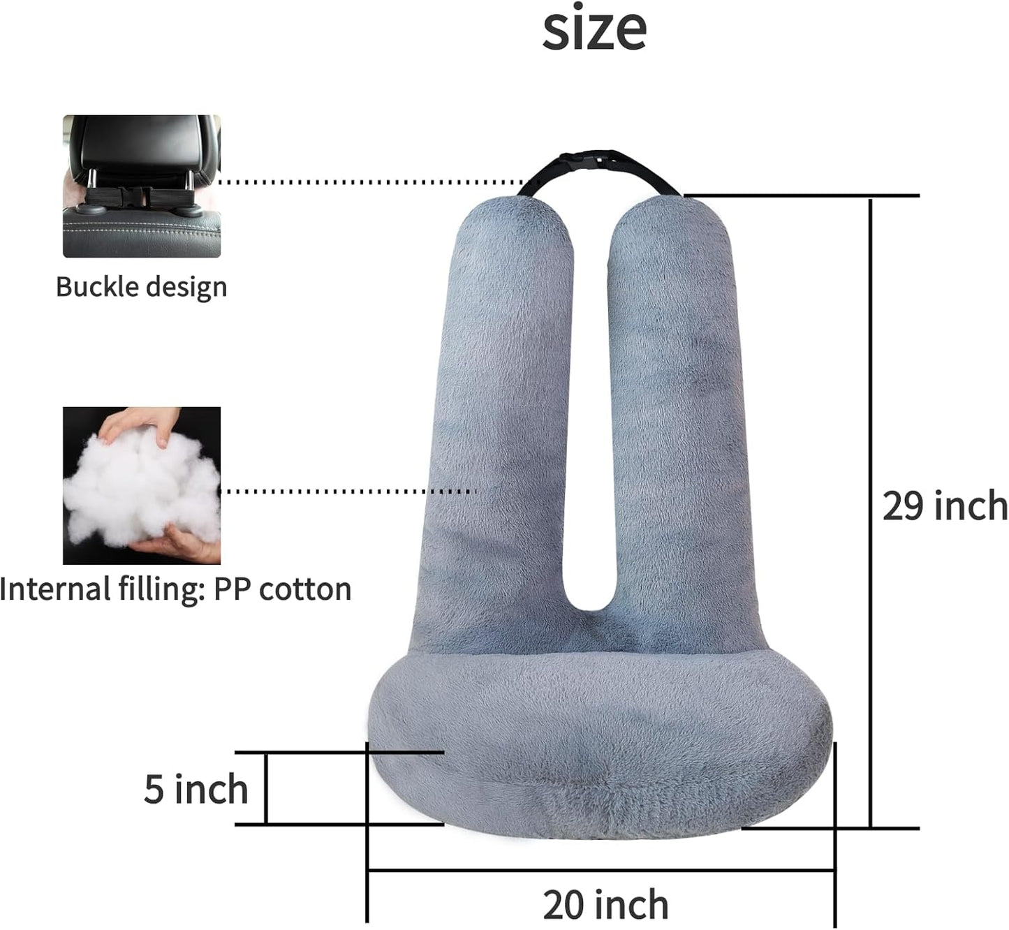 Travel Pillow Car Travel Sleep Support Pillow 2-in-1 Lap Pillow and Car Pillow with Neck and Body Support for Adults and Kids on Long Trips Kids Travel Pillow Gray