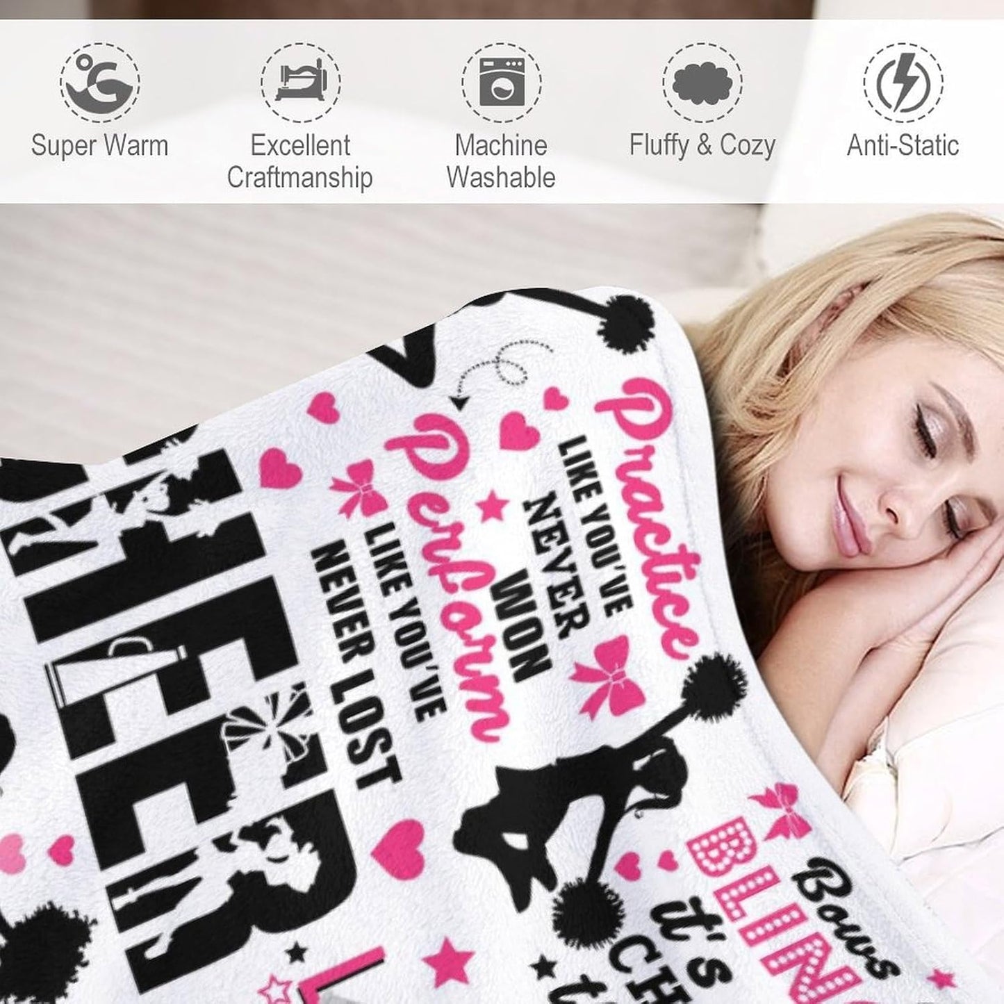 Cheerleader Gifts Blanket for Girls Women Cheer Blanket Soft Cozy Flannel Throw Blanket Cheerleading Gifts for Cheer Lovers Cheerleaders Team Stuff 60"X50"