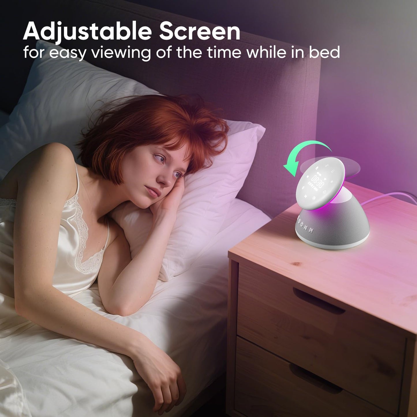 White Noise Sound Machine for Sleeping, 50 Non-Looping Soothing Sounds, 7 Color Night Light with Adjustable Brightness, Timer & Alarm Clock, Touch Screen Control for Baby, Kids, Adults, Home&Travel