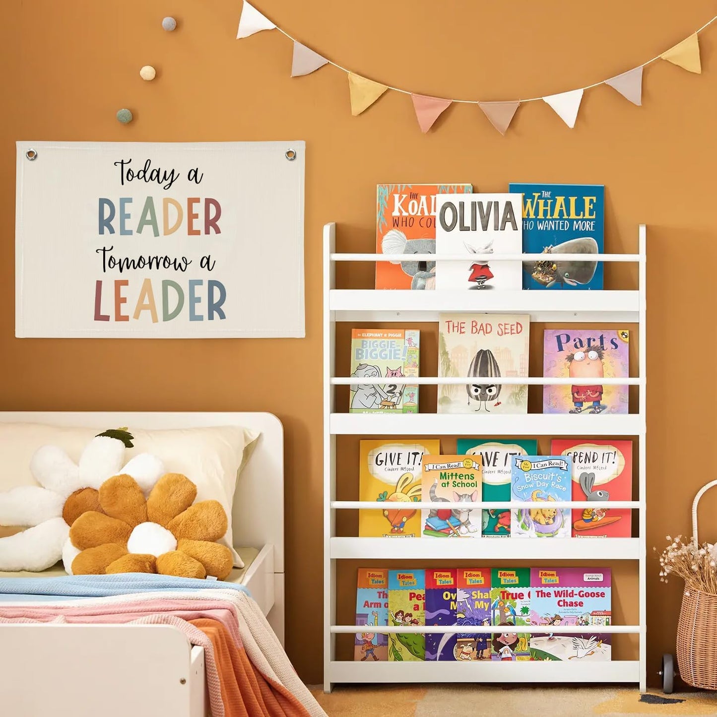 Classroom Decor Today A Reader Tomorrow A Leader Canvas Banner,Classroom Must Haves Reading Corner,Boho Classroom Decor,Bookshelf Decor Wall Art Toddler Girl Room Decor Flag Banner 30x20 Inch