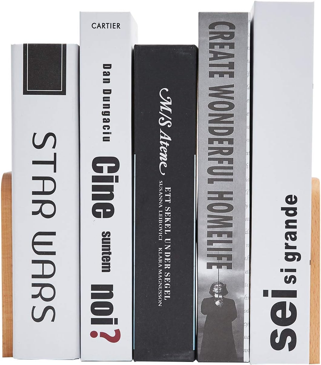 Pandapark Wood Bookends,Non-Skid Bookend for Shelves,Heavy Duty Bookends,Book Stand for Books/CDs,1 Pair