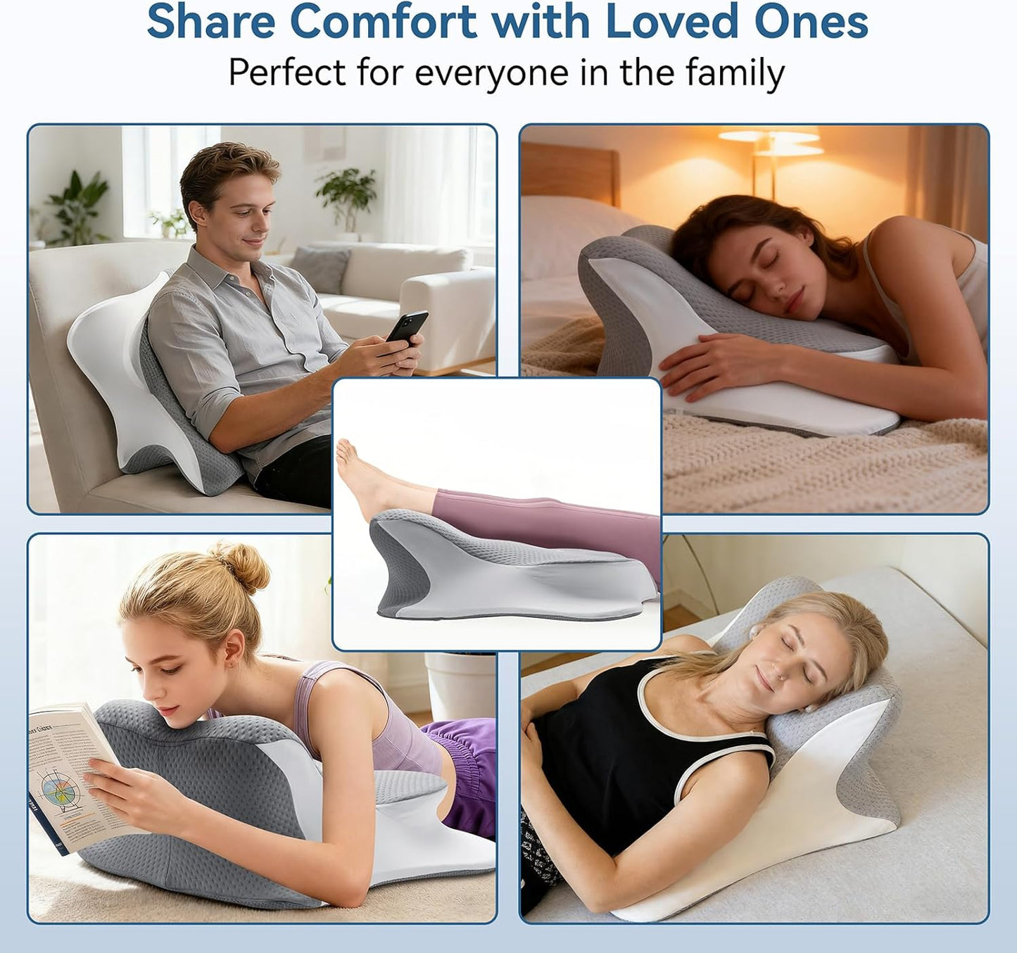 Reading Pillow for Bed Memory Foam - Ergonomic Rest Position Pillow for Sleeping & Playing, Wedge Comfort Support for Reading, Back Pain & Acid Reflux, with Removable Cover