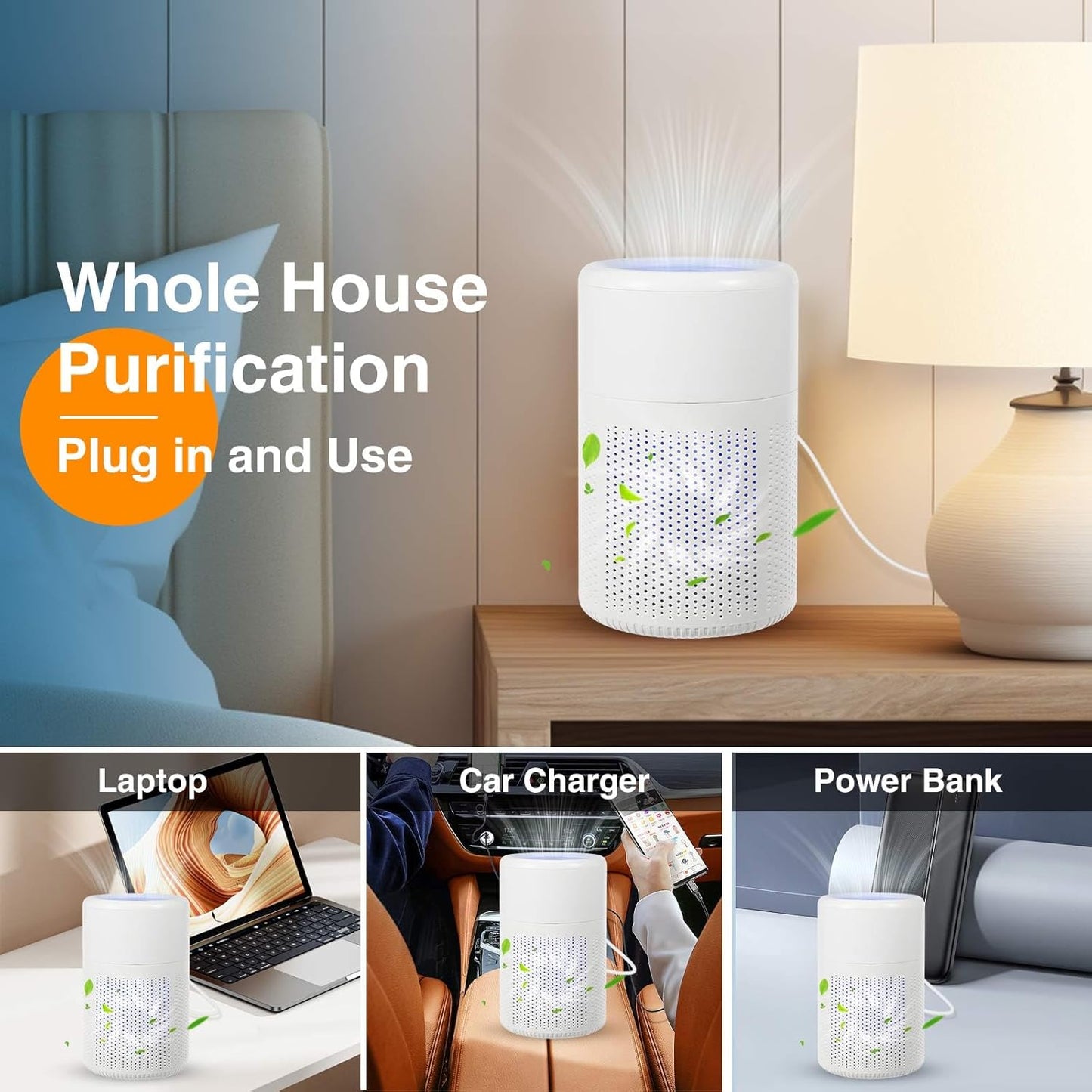 Small Air Purifier for Bedroom Home: Personal Desk Mini Air Purifier – Filters Smoke Dander Hair Odors - 20dB Pet Air Purifiers Fresheners Cleaner for Desktop,Office,Kitchen