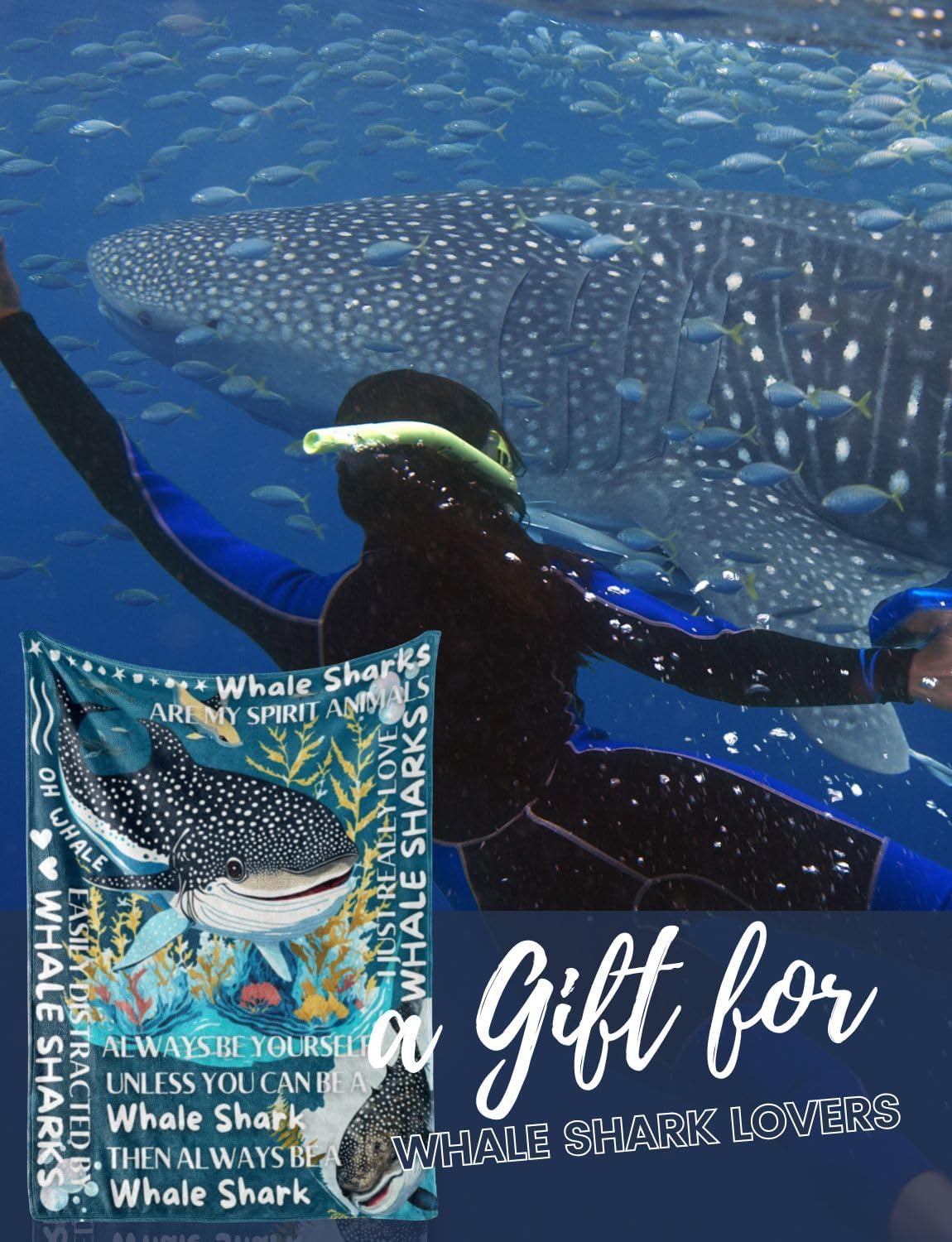 Whale Shark Blanket - Soft Throw 50"x65" - Gifts for Shark Lovers, Girls, Women, Besties - Whale Sharks Are My Spirit Animals