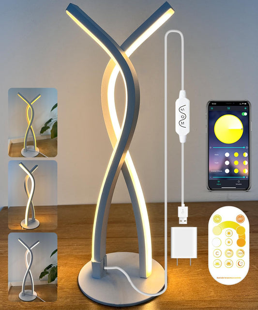 Daymeet Table Lamp for Bedroom, Bedside Lamps for Nightstand Dimmable, 3 Color Temperatures Night Stand Light with Remote and APP Control Desk Lamp for Kids Room Living Room Office