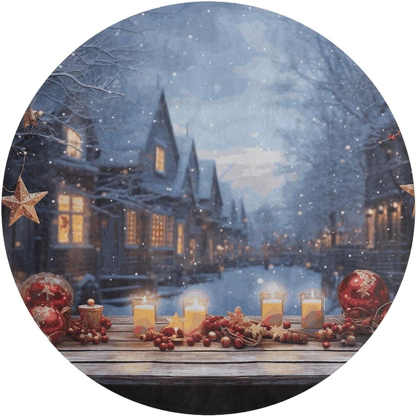 Christmas Atmosphere Circle Rug Retro Luxury Coral Velvet Floor Mat Non Slip Soft Indoor Floor Carpet Comfy Thickened Area Rugs Modern Aesthetic Minimalist Carpets for Home Decor