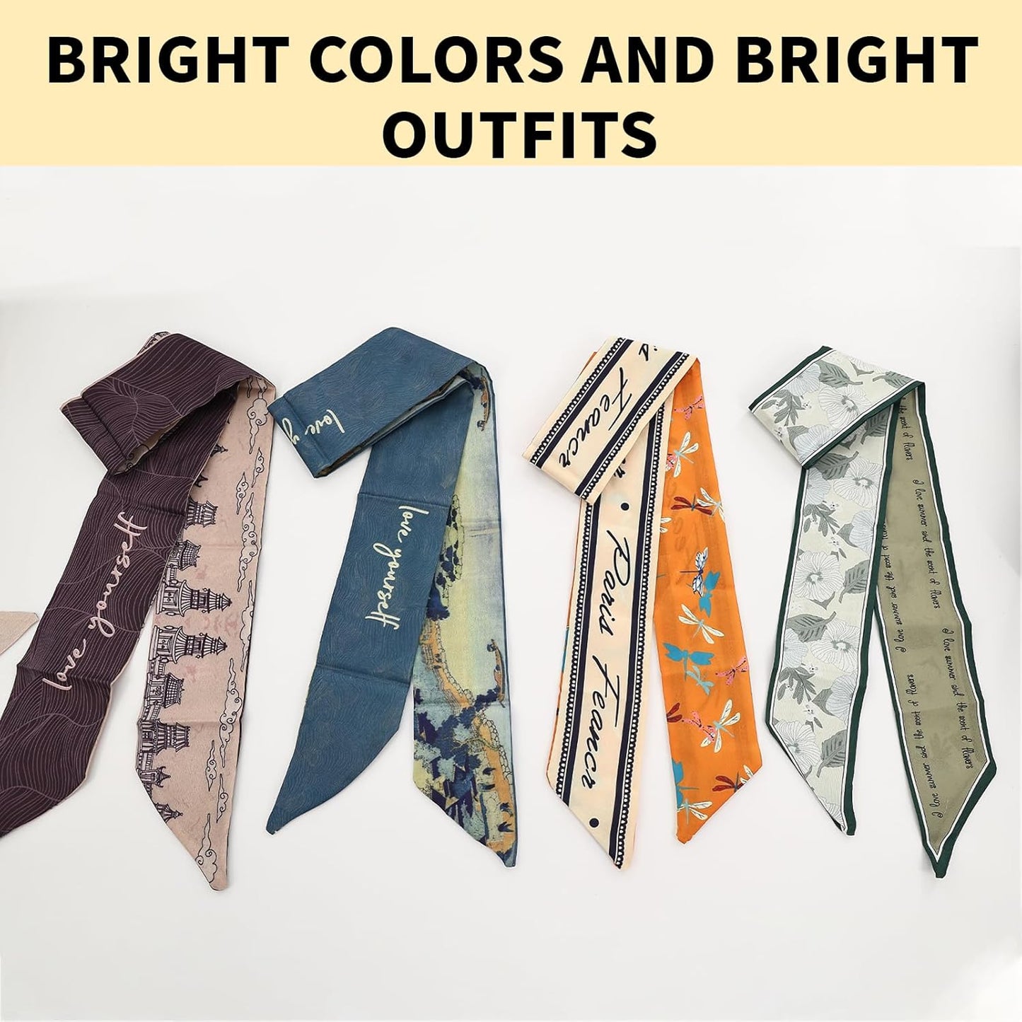 braxan 20 Pcs Bag Scarf, Purse Scarf For Handbags, Silk Neck Scarves For Purse Bags, Handbag Handle Ribbon, Stylish & Versatile Accessory