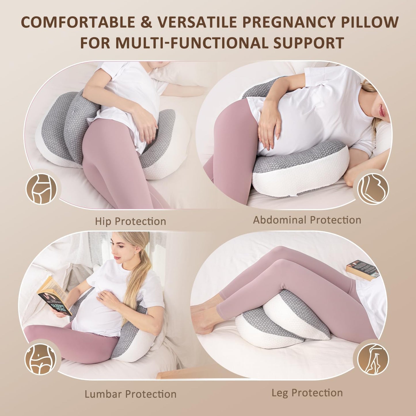 Chilling Home Pregnancy Pillow for Sleeping Portable, Maternity Pillow for Side Sleeper, Travel Wedge Pillow, Body Pillow Support for Back, Belly, Blue