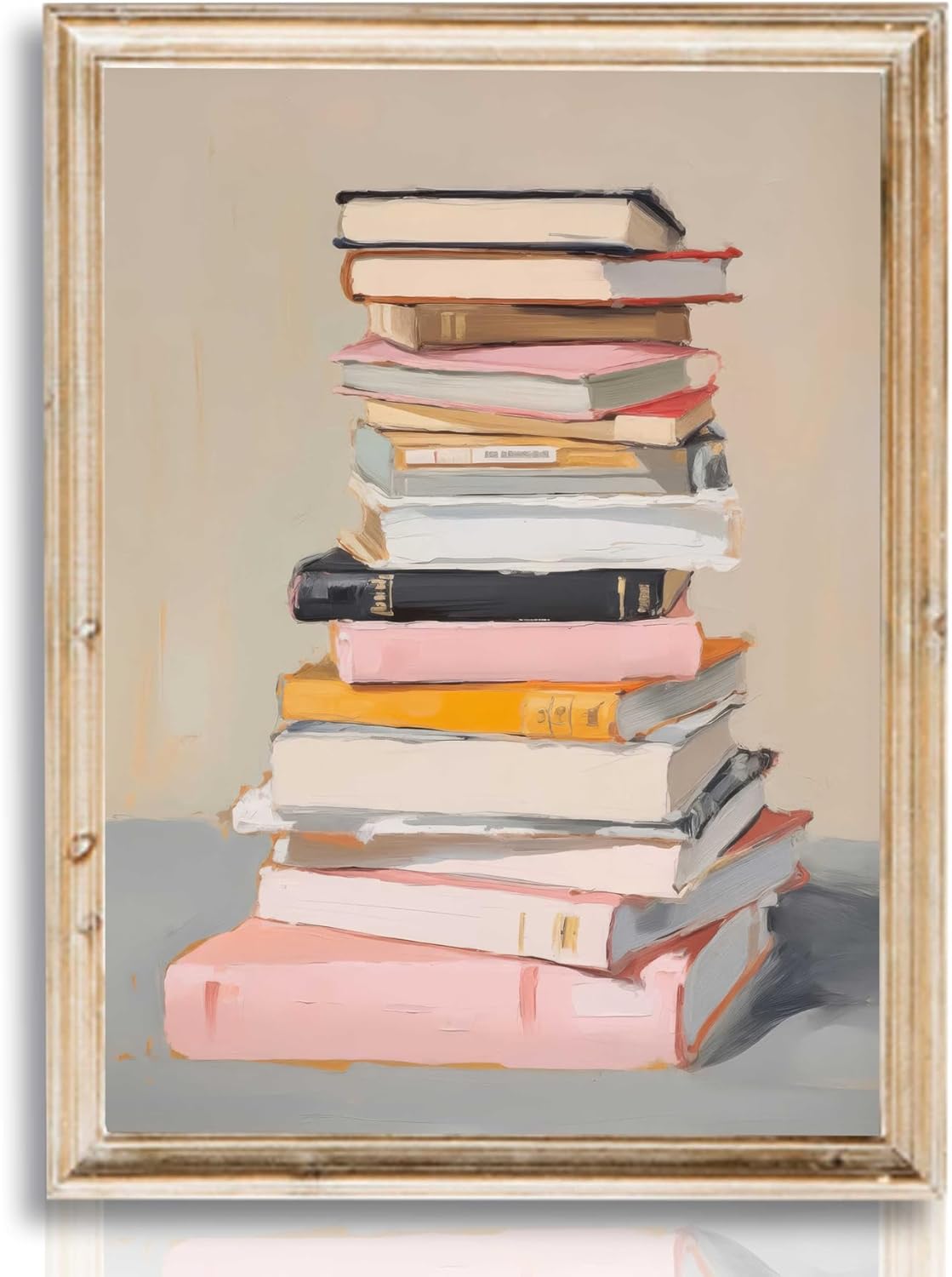 Pink Books Wall Art Aesthetic Reading Lovers Paintings Wall Decor Inspirational Educational Posters Prints for Home Bedroom Classroom Library Unframed