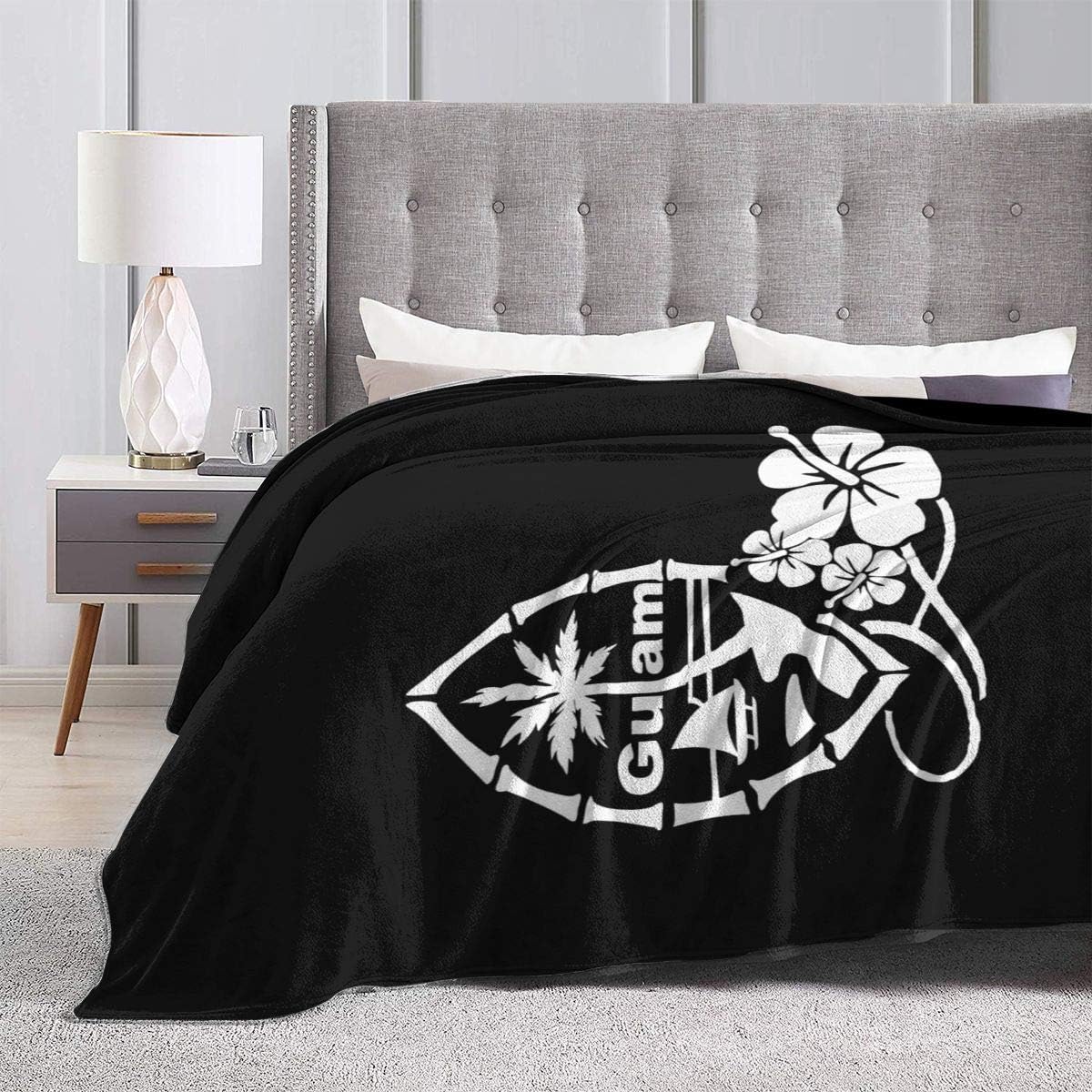 Guam Flower Hibiscus Decal Throw Blanket Super Soft Cozy Lightweight Micro Sherpa Plush Fleece Blanket for Bed Soft Couch Living Room,All Season 60"x50"
