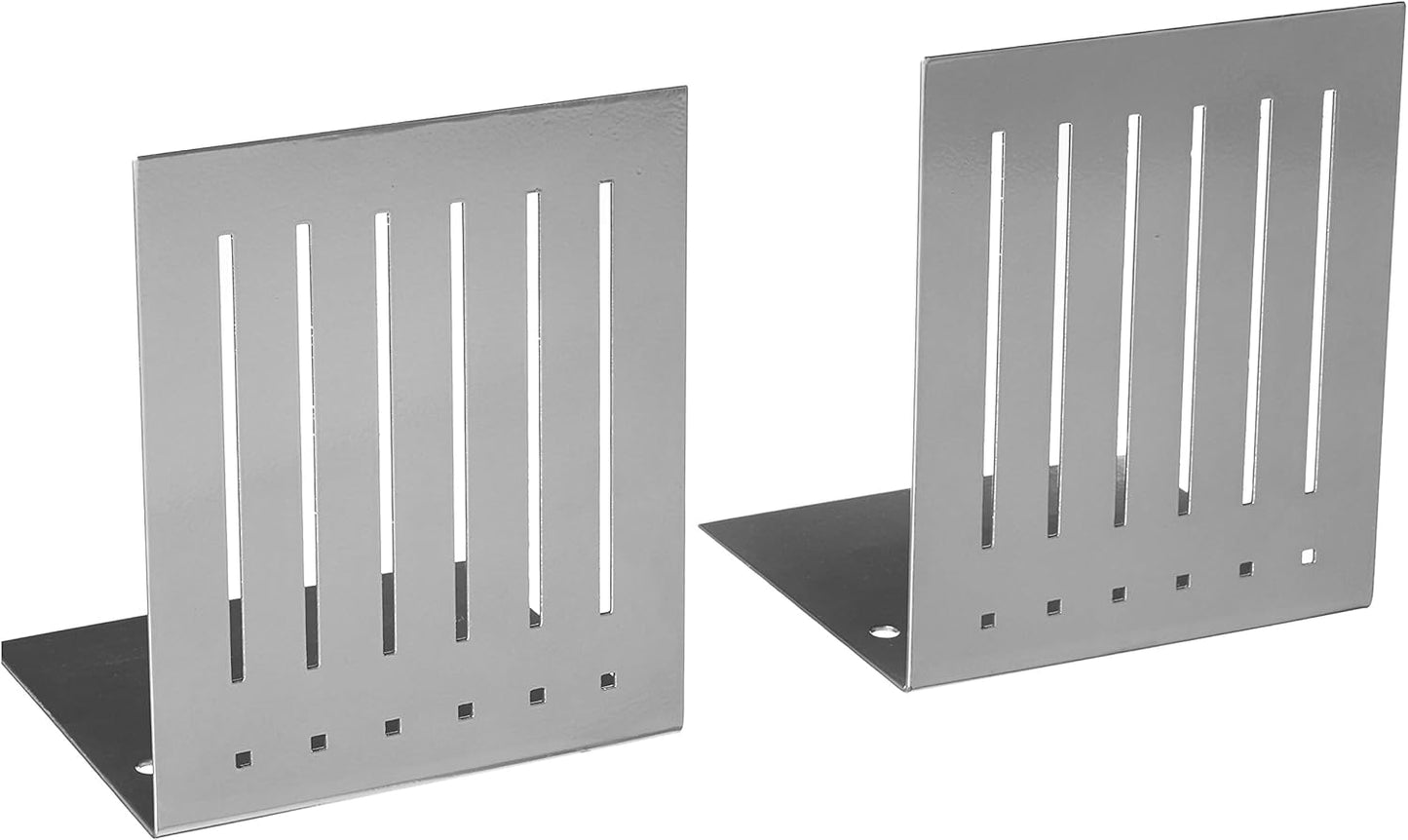 Spectrum Heavy Bookends for Book Shelves Cookbooks Vinyl Records, No Skid Heavy Duty Metal Decorative Book Stopper Sturdy Steel Holder for Home Office Large Bookends for Heavy Books, Pewter Gray