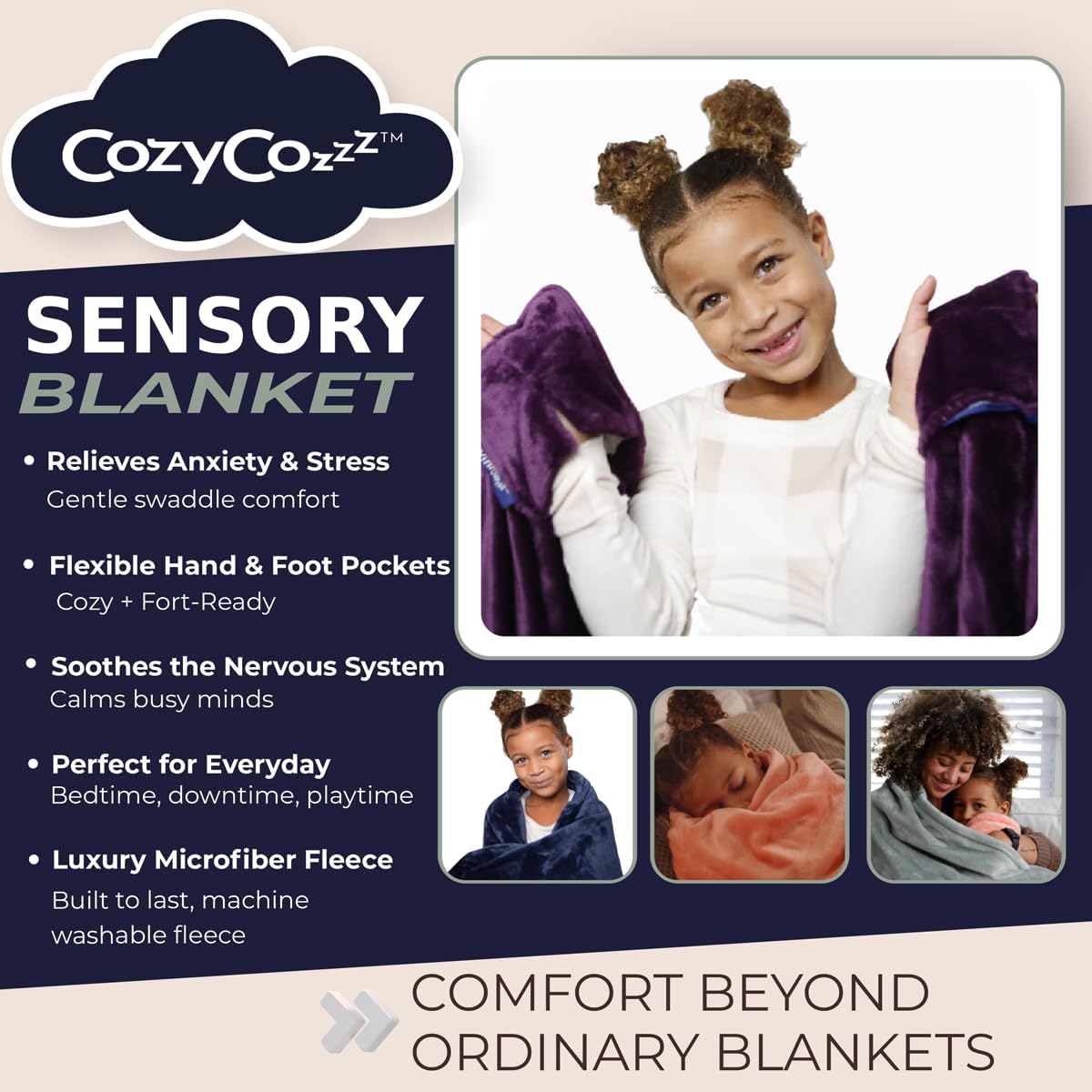 CozyCozzz – The Ultimate Comfort Blanket for Kids with Hand & Foot Pockets
