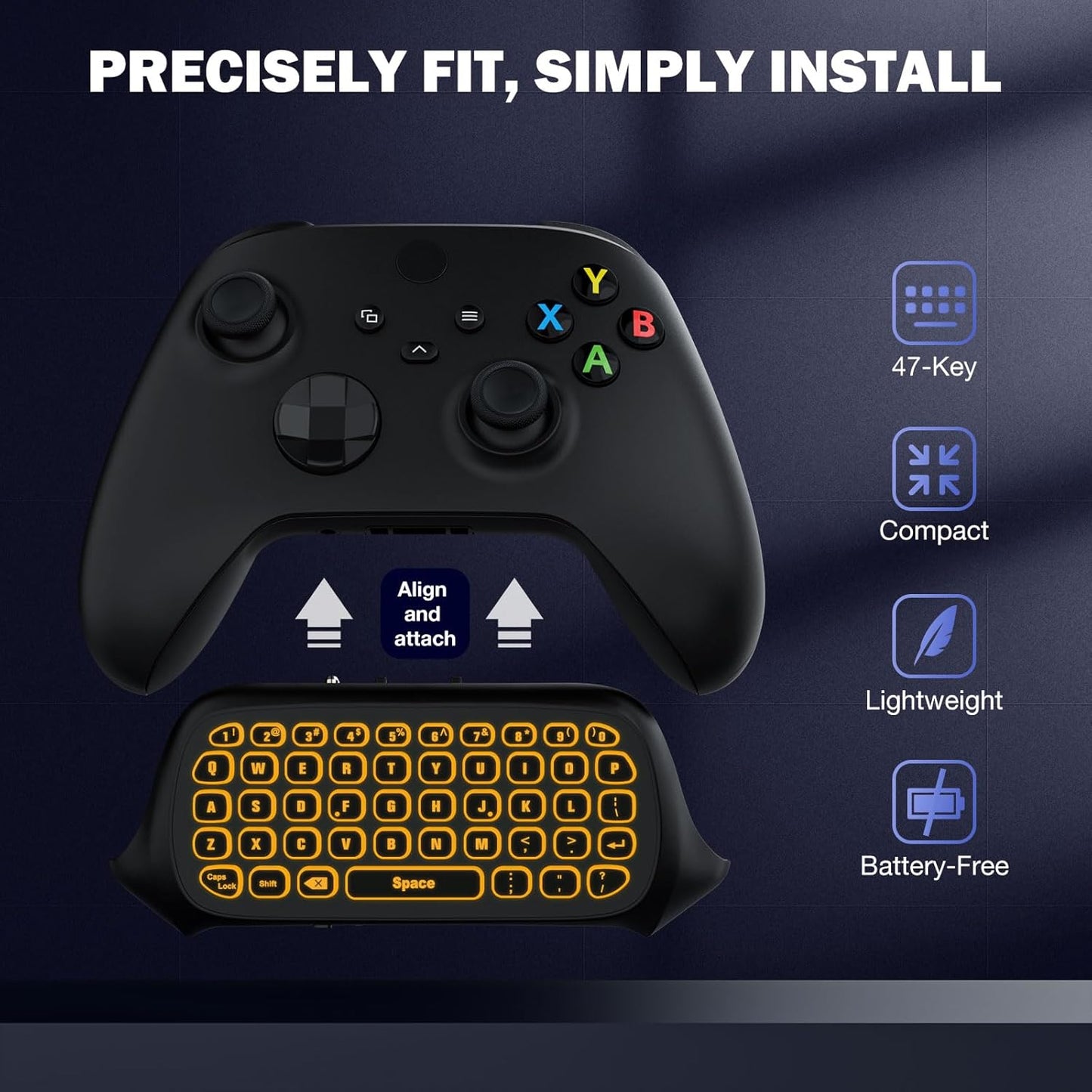 MoKo RGB Backlight Keyboard for Xbox One Controller, Xbox Series X/S, Wireless Chatpad Keypad w/ 2.4G Receiver, Xbox Accessories for Xbox One S/Elite