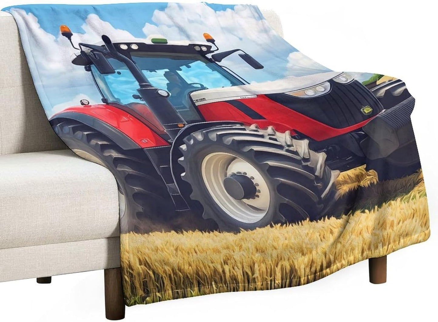Tractor Printed Throw Blanket for Couch Bed Plush Cozy Fuzzy Flannel Blanket for All Season 40"x50"