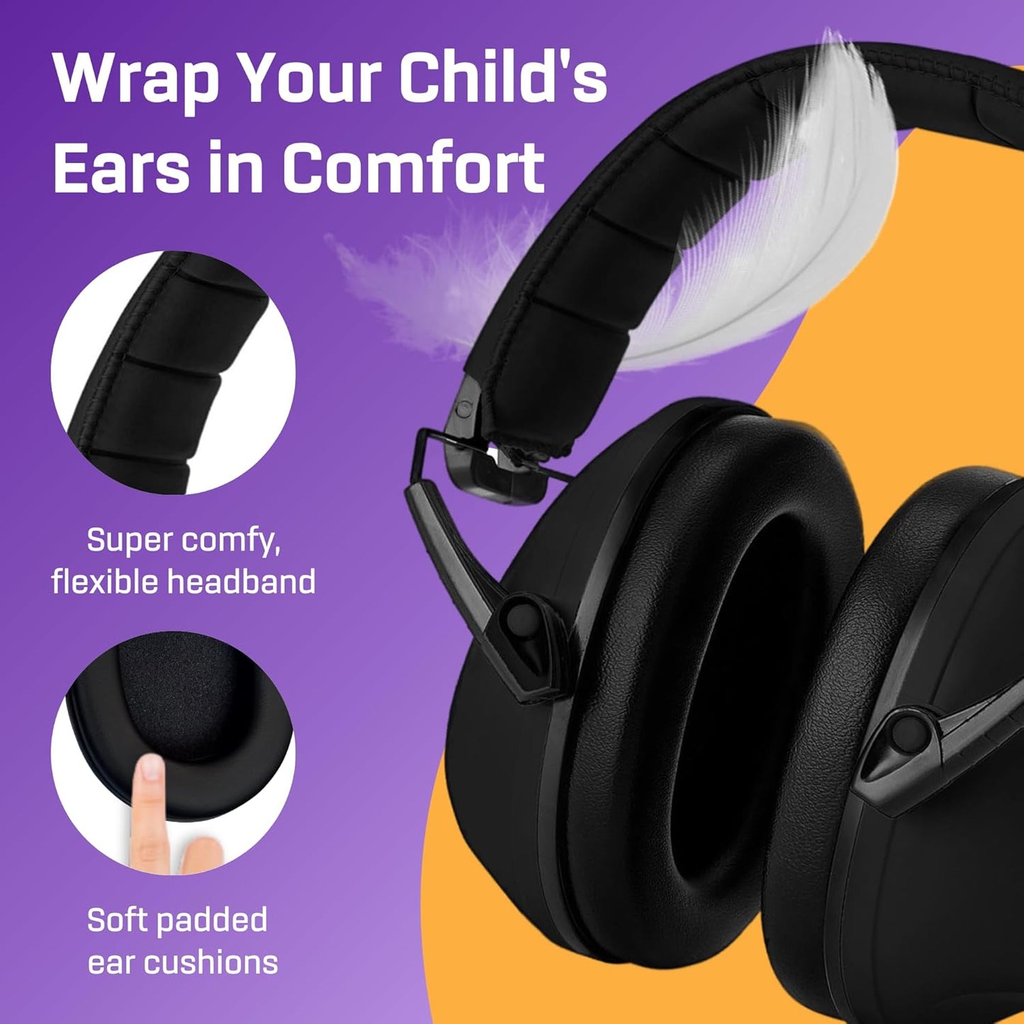 Vanderfields Hearing Protection Ear Muffs - Over 33 dB (2K Hz) Broad Noise Cancelling Sound Reduction Earmuffs for Kids 3-12