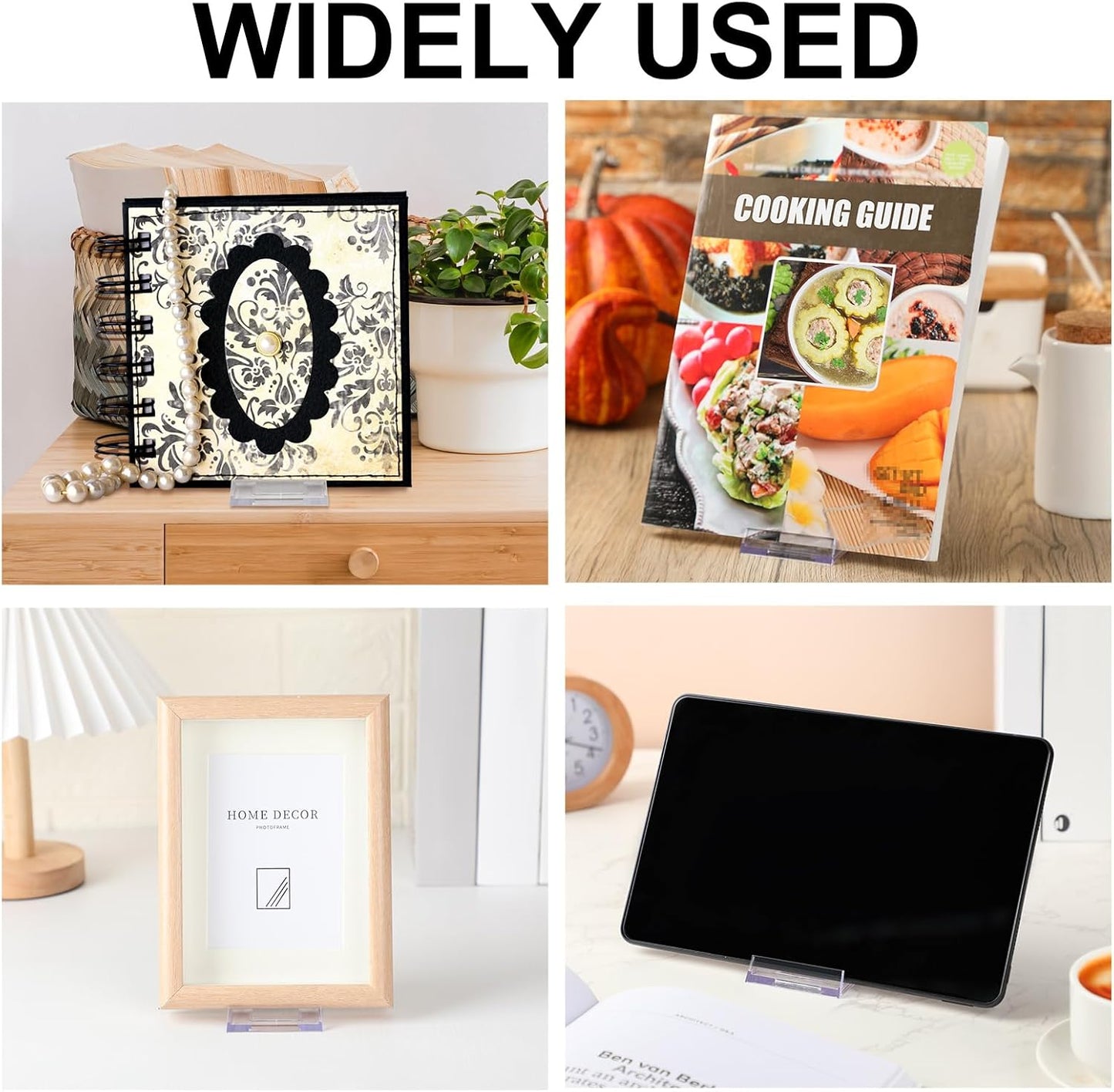 6 Pack Acrylic Book Stand for Display Adjustable Clear Display Holder Easel Collector Stand for Home Office Back to School Comic Album CD Magazine Postcard Artworks (4.2 x 4.3 x 2.35 Inch)