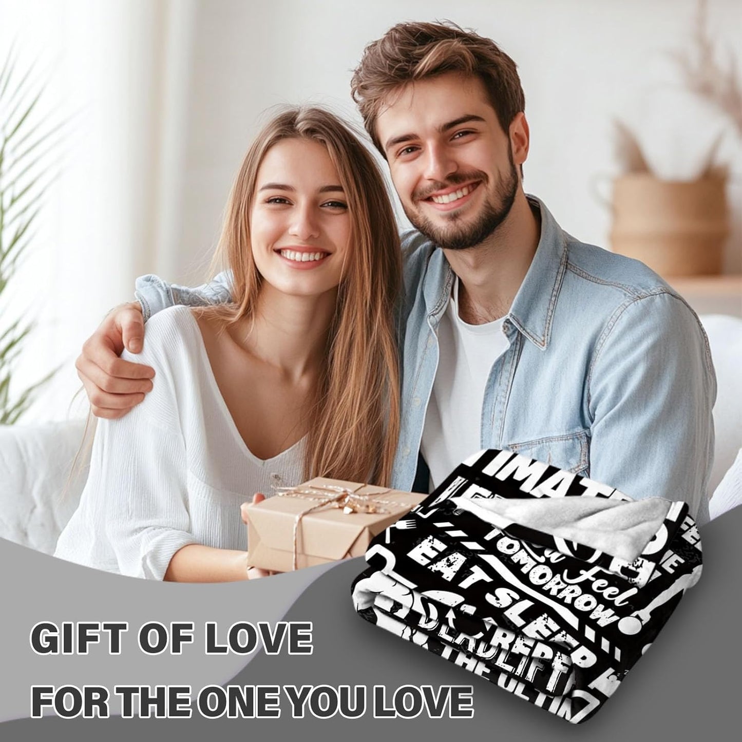 Gym Gifts Flannel Blanket, Cozy Gifts for Gym Lovers, Soft Workout Fitness Gifts Throws for Men, Warm Throw Blanket for Couch, Bed, or Office, Gifts for Christmas Thanksgiving 50x60