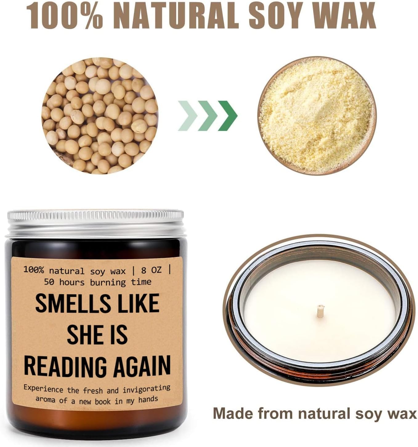 Smells Like She's Reading Again Candle - Reader Gift Funny Candle - Birthday Gifts for Her - Gift for Book Lover - Bookstore Library - Gift for Friend Avid Reader - Bookworm Gift - New Home Gifts