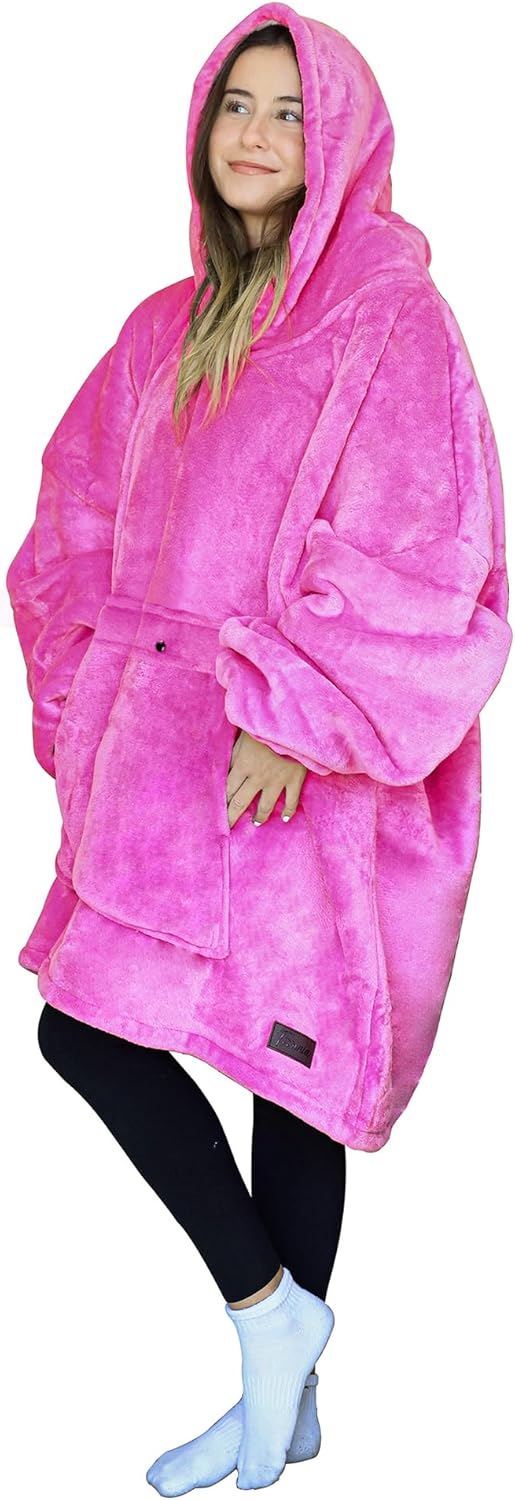 Tirrinia Oversized Blanket Hoodie, Wearable Fluffy Sherpa Blanket, Cozy Sweatshirt Blanket Gift for Adult Women Men Girlfriend