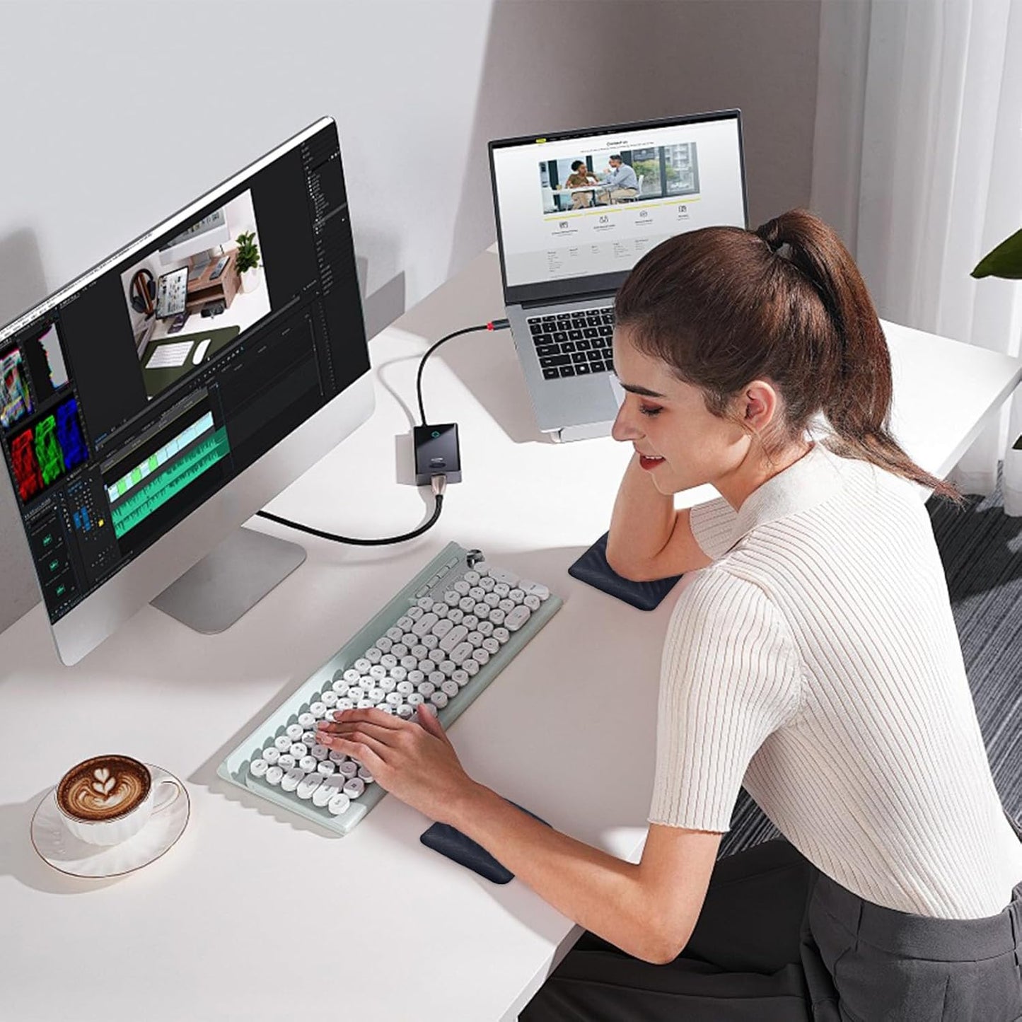 MOSISO Wrist Rest for Laptop, 2 Pcs Ergonomic Keyboard and Mouse Wrist Support Pads with Memory Foam, Non-Slip Base Square Elbow Pillow, Elbow Cushion Armrest Pad for Home Office, Black