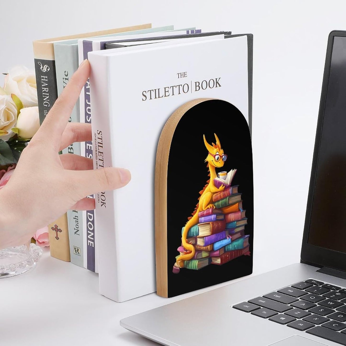 Deagon Reading Books Decorative Bookends for Shelves 1 Pair Book Ends Stoppers Holder for Home Office