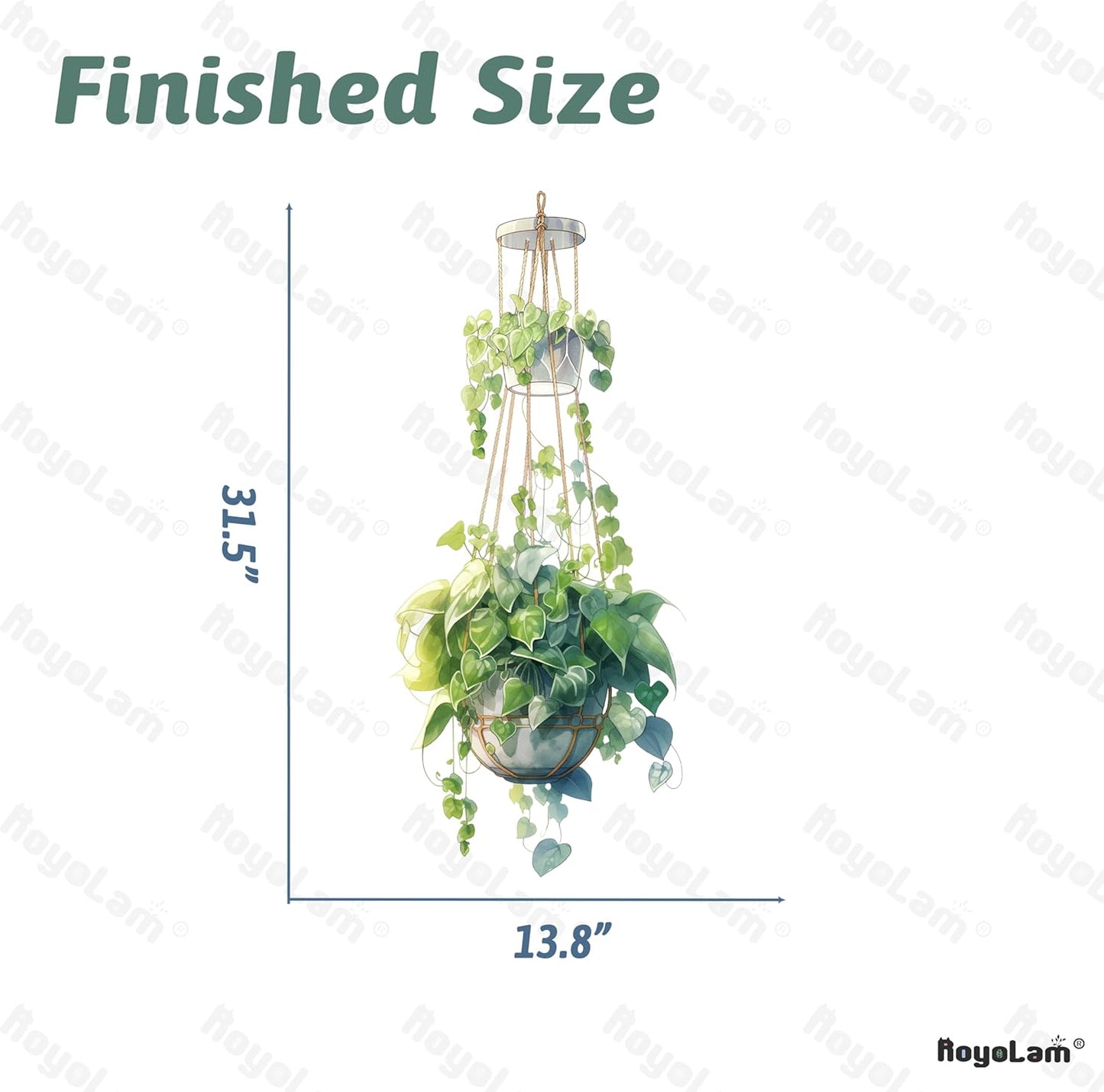 Double-Layer Hanging Basket Wall Stickers for Living Room Verdant Leaves Plant Wall Decal Removable Peel and Stick Wall Art Home Decor Decoration for Bedroom Bathroom Classroom Library Nursery