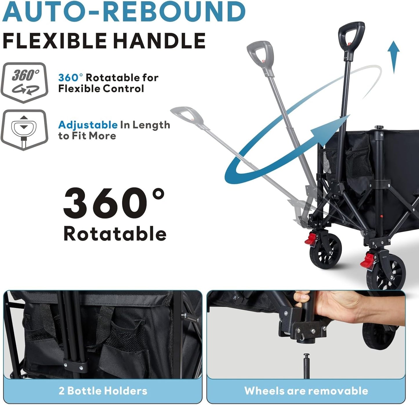 Outdoor Camping Trailer with Detachable Wheels Portable Folding Multi-Functional Travel Trailer with Tailgate Extension, Ideal for Outdoor Camping and Grocery Shopping.