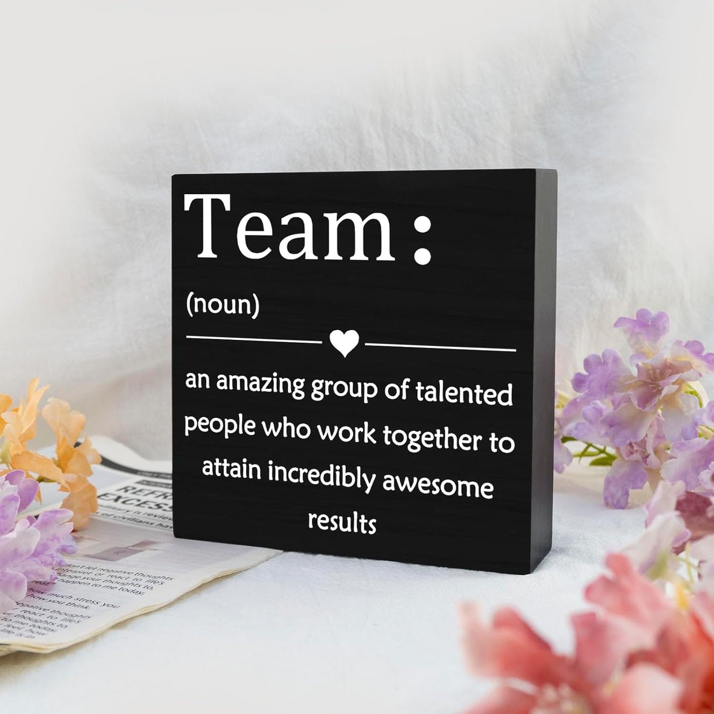 EoffIvan Office Cubicle Decorations Christmas Gifts For Coworkers Boss Women Men Inspirational Wall Art Gift For Team Members At Work Best Team Ever Gifts For Women Wooden Box Sign Table Decoration