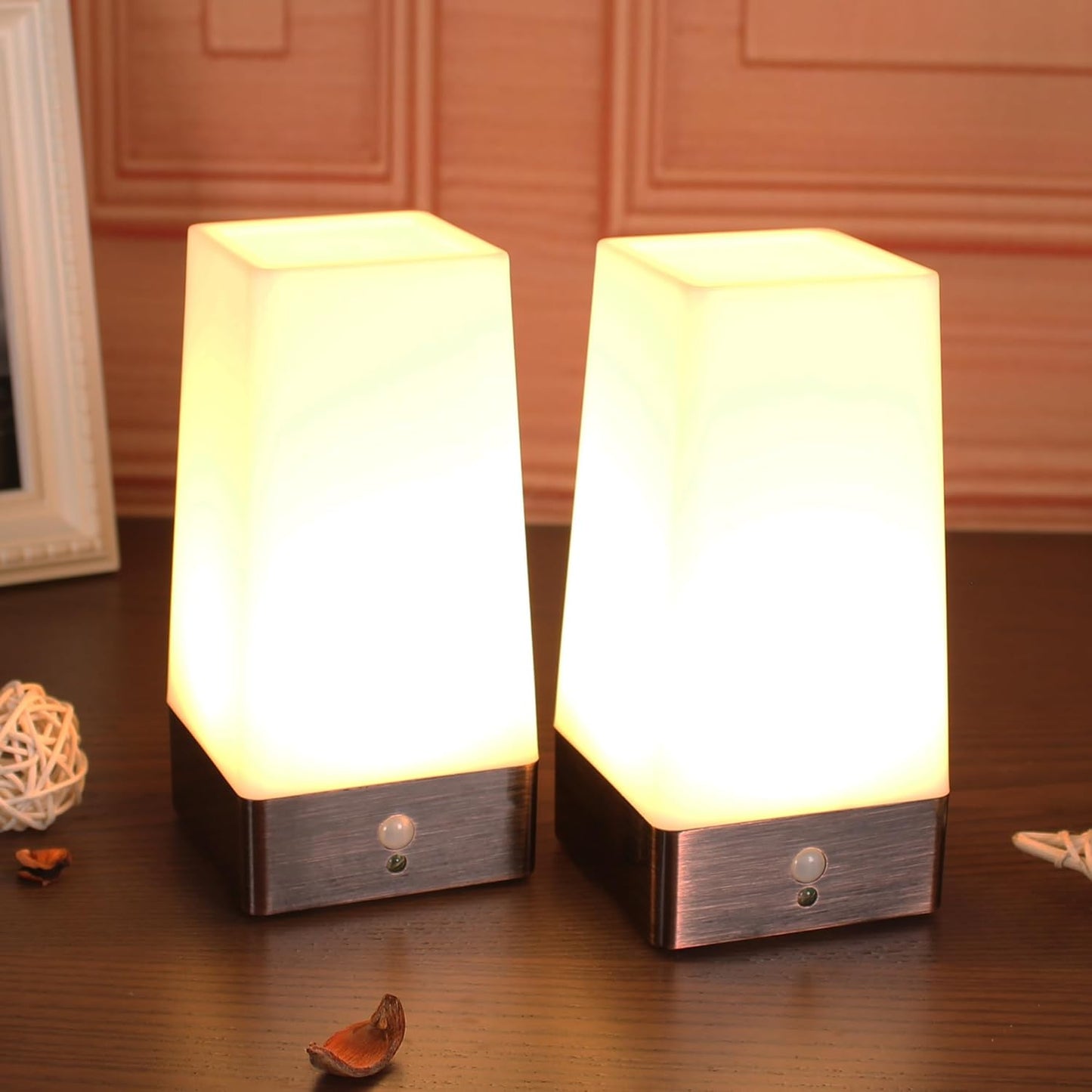WRalwaysLX 2Pack Bedside Lamp PIR Motion Sensor LED Night Light,3 Modes Battery Powered Small Table Lamp,USE 3x1.5VAAA Battery,Sensitive Portable Moving Lamp