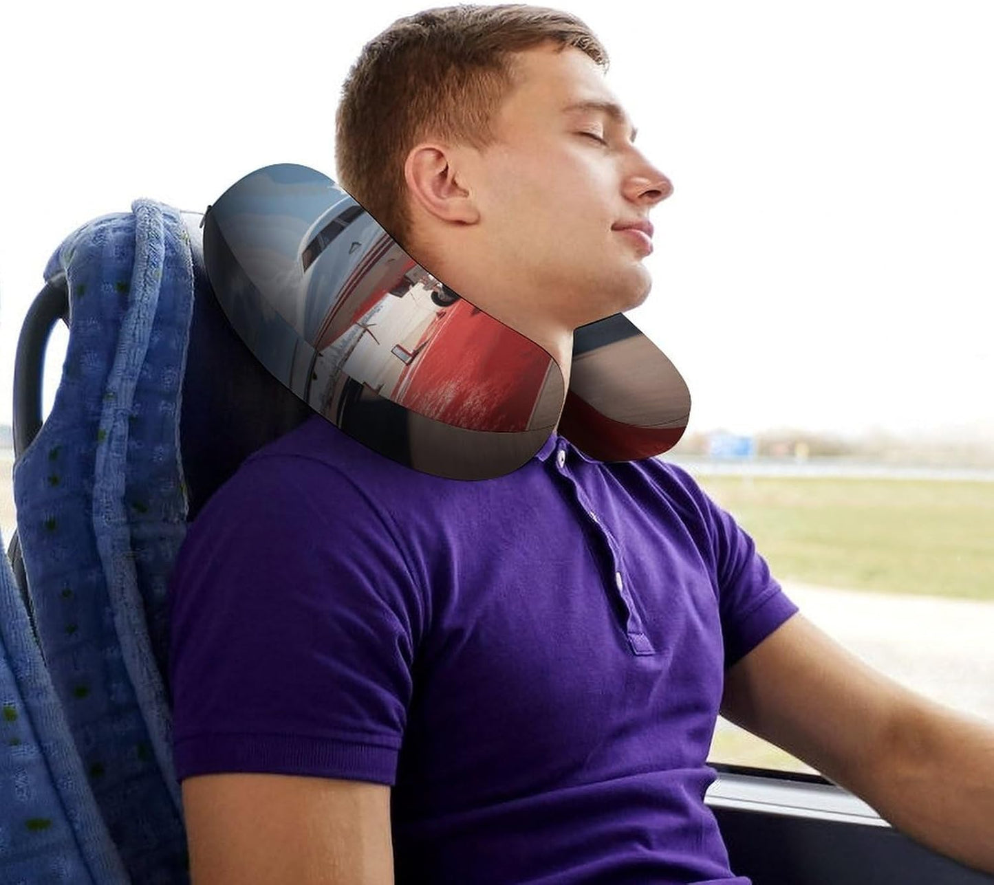 Red Carpet Airplane Neck Pillow Memory Foam U Shaped Pillows Portable Pillows for Shoulder Travel Head Support Pillow with Concealed Zipper for Airplane Car Home Office