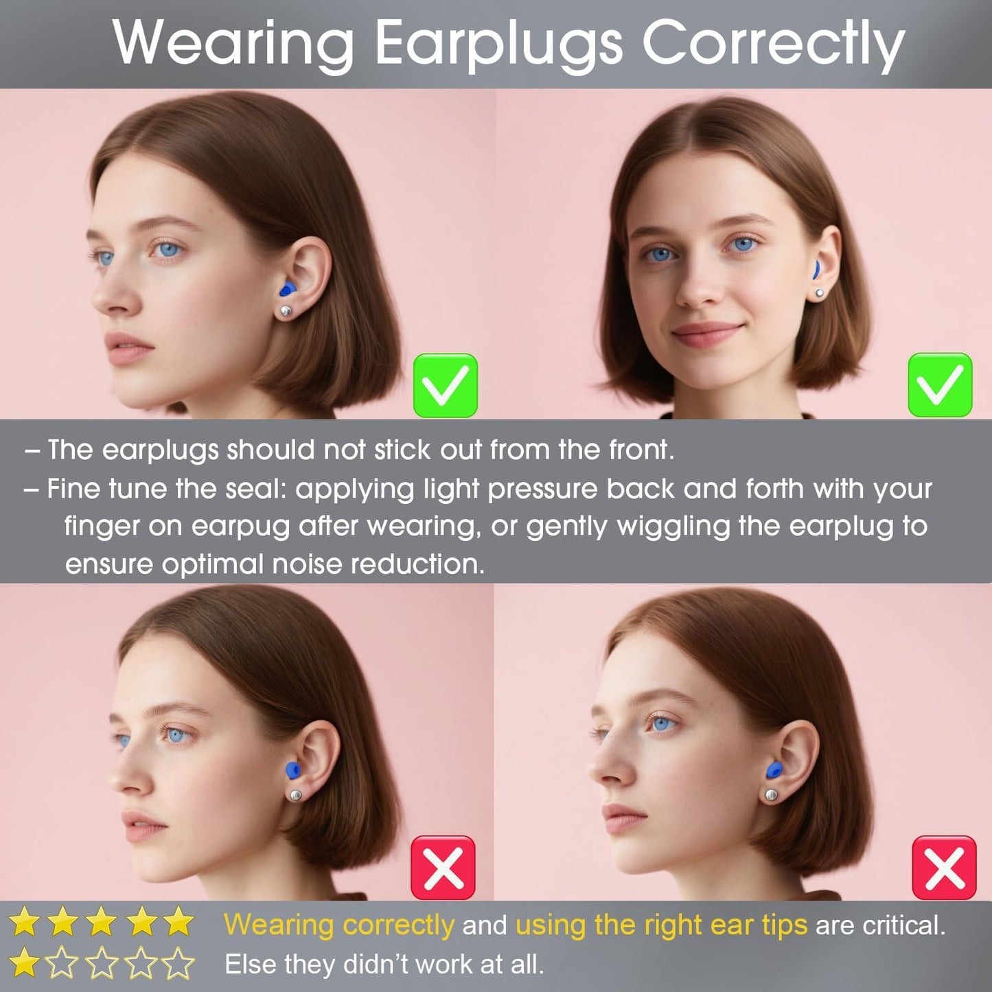 Ultra Soft Ear Plugs for Sleeping, Noise Sensitivity, Passive Noise Reduction 26dB, Most Comfortable Noise Cancelling Earplugs, Certified Hearing Protection, 8 Ear Tips - Black