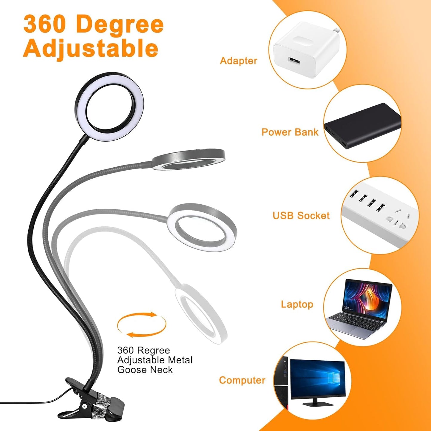 10X Magnifying Glass with Light and Timer, 2 in 1 Magnifying Desk Lamp, 3 Color Modes 10 Dimmable Brightness, Flexible Gooseneck Magnifier with Light for Craft Hobby Painting Sewing Close Work