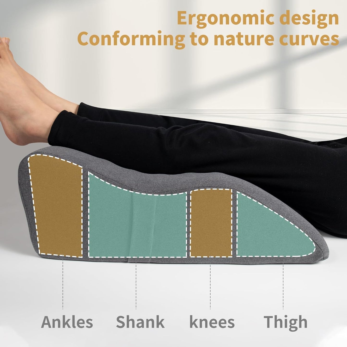 Leg Elevation Pillow with Soft Memory Foam, Wedge Pillow for Reading, Rest, Surgery, Relieves Back, Swelling, Hip, Knee Pain and Improves Blood Circulation